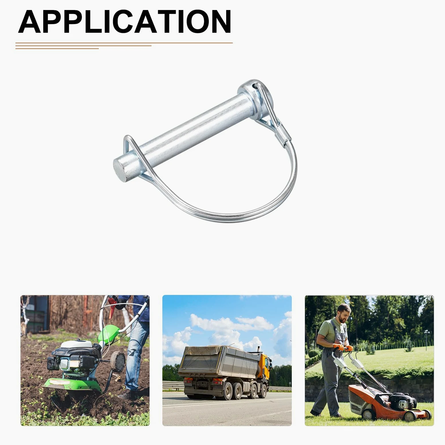 DTGN Pasador de Bloqueo de Eje de 10 mm x 60 mm (DxL) - Paquete de 5 - para Remolques Agrícolas - Pasador de Acoplador de Remolque Redondo de Acero al Carbono - Tono Plateado