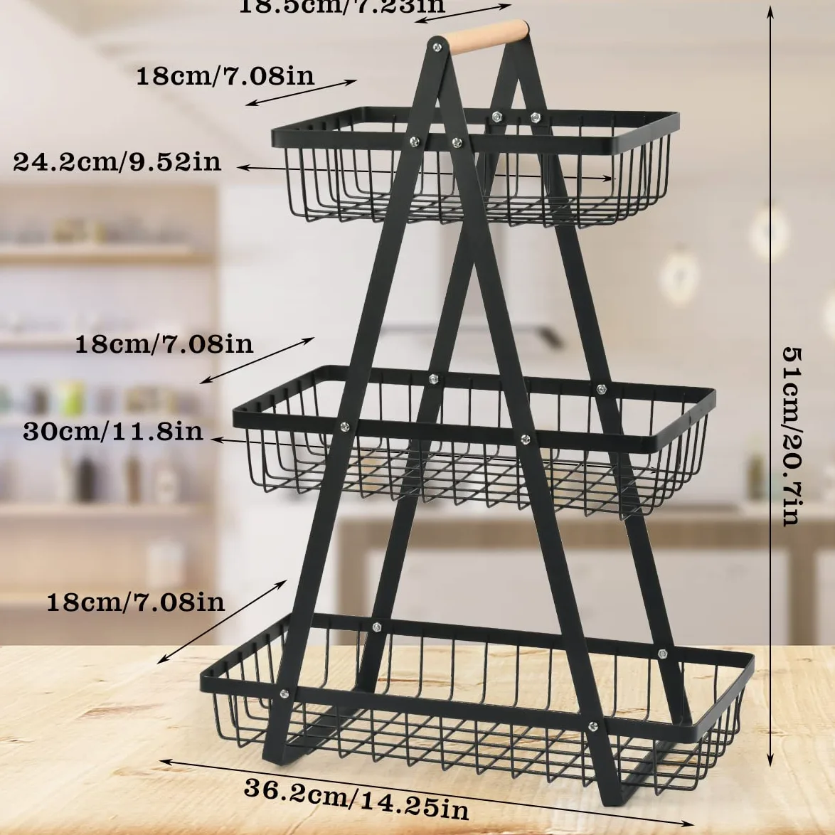 NA Cesta de frutas de 3 niveles, soporte para cuencos de frutas, cesta de pan, soporte de frutas desmontable para frutas, verduras, aperitivos en el hogar, oficina de cocina, con destornillador