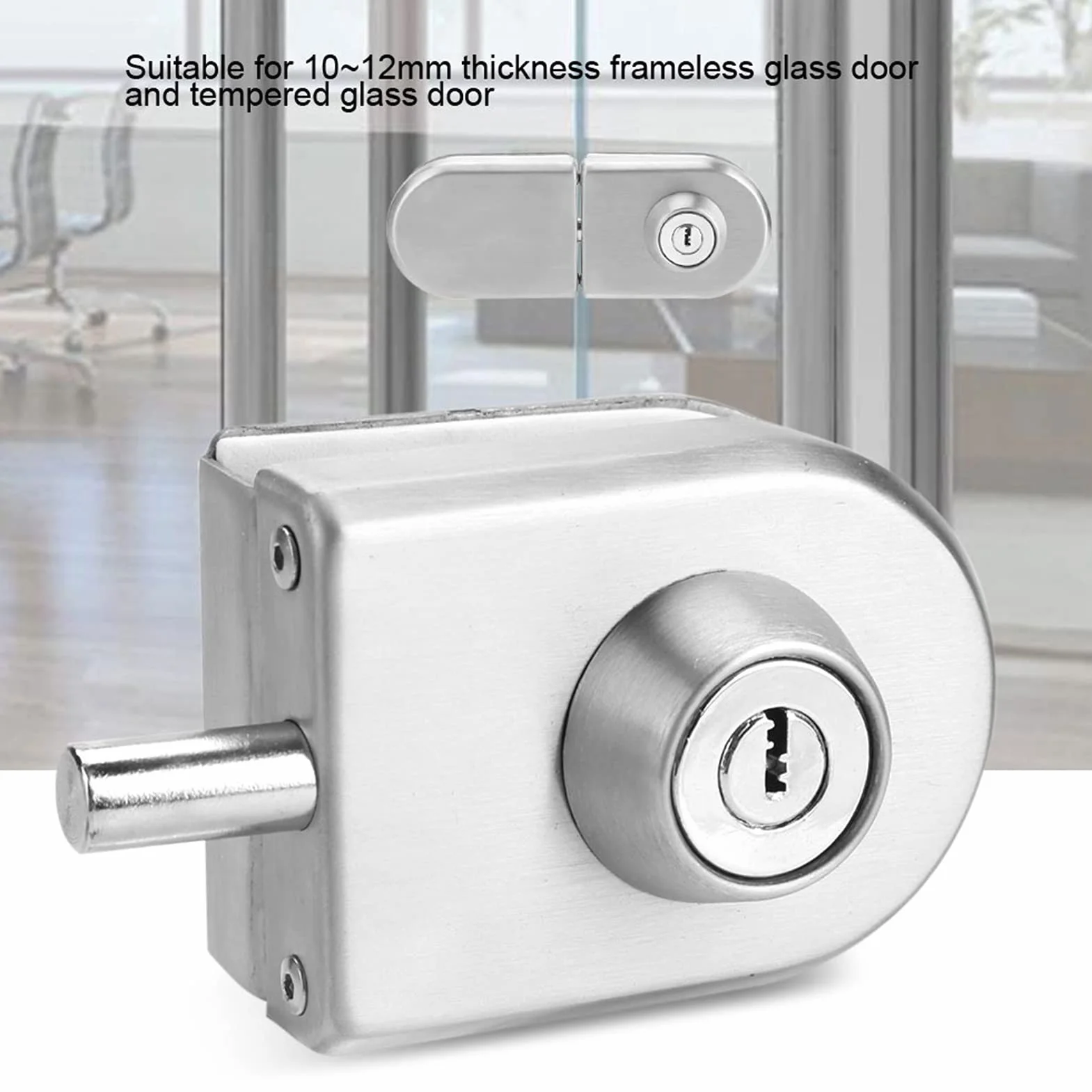 Cerradura de puerta de cristal de acero inoxidable de 10-12 mm con llave sin taladrar cerradura de seguridad para baño, hotel hogar
