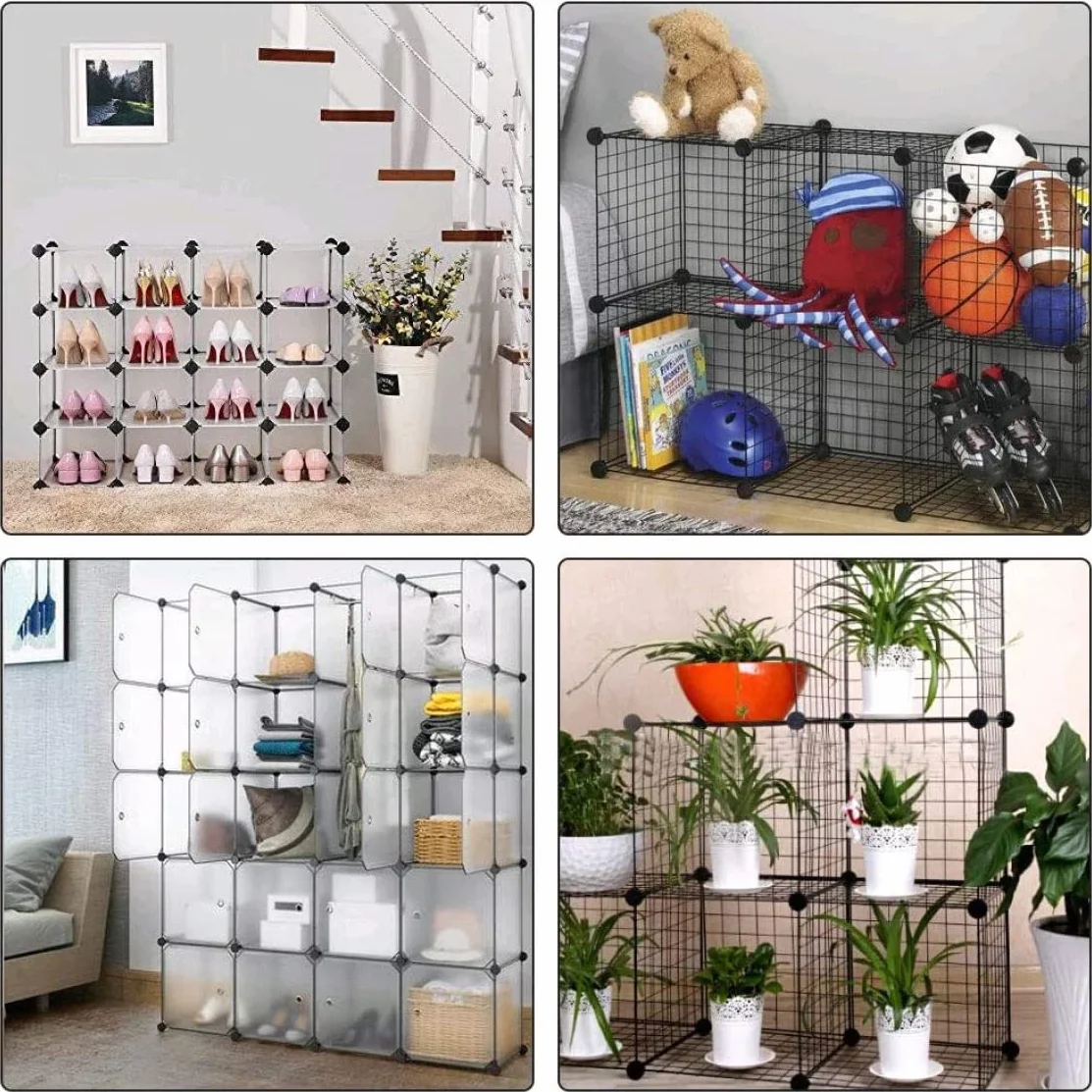 Conectores de cubos de alambre de plástico, 40 piezas, para organizador de armario modular