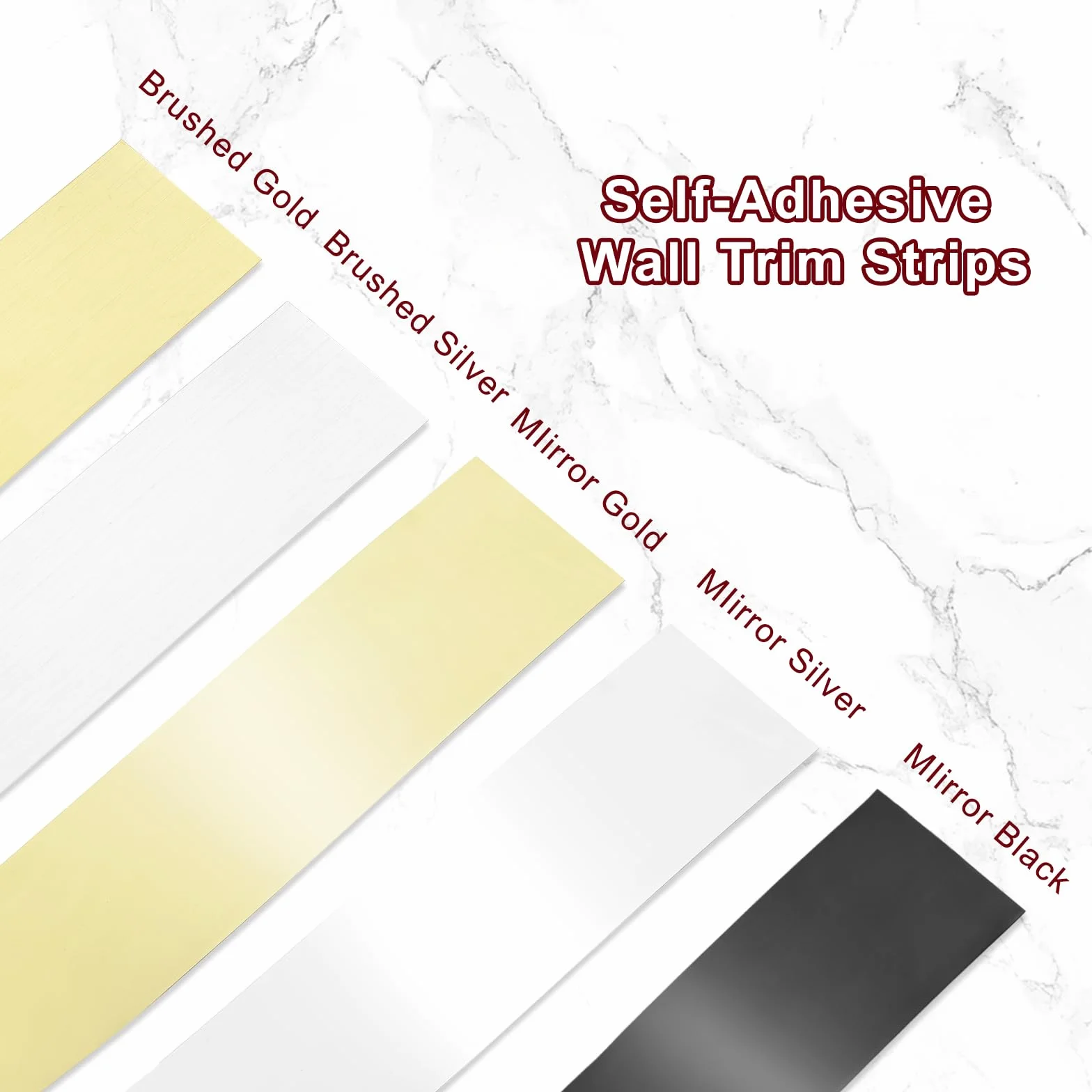 QUARKZMAN 5m x 40mm Moldura de Pared, Tira de Acero Inoxidable Acabado Espejo Autoadhesivo, Moldura de Tira con Guante y Tarjeta para Pared, Suelo, Borde de Azulejos, Negro