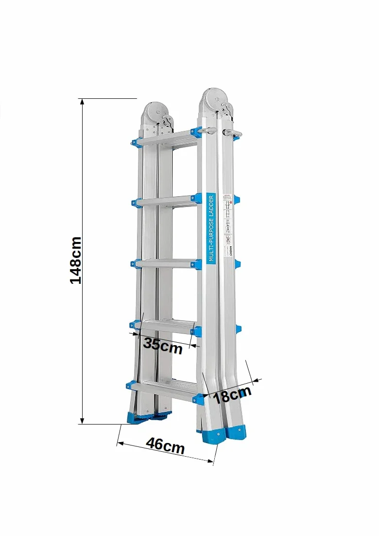 Treppe Escalera Articulada Plegable Telescópica Multifunción Aluminio 4x5 Escalones 5,10m