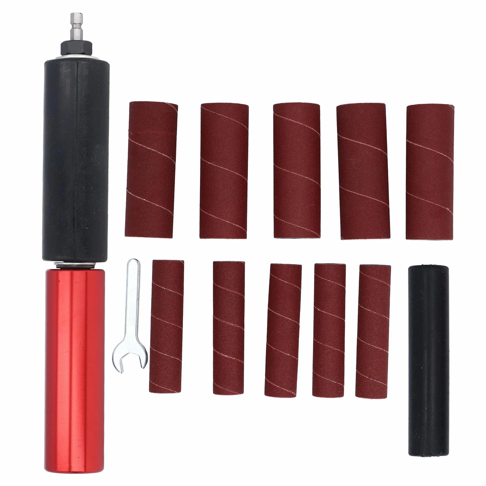 Juego de Tambor de Lijado de Óxido de Aluminio, Adaptador para Taladro con 100 Hojas, Amoladora para Uñas de Perros y Pulido de Madera Metal