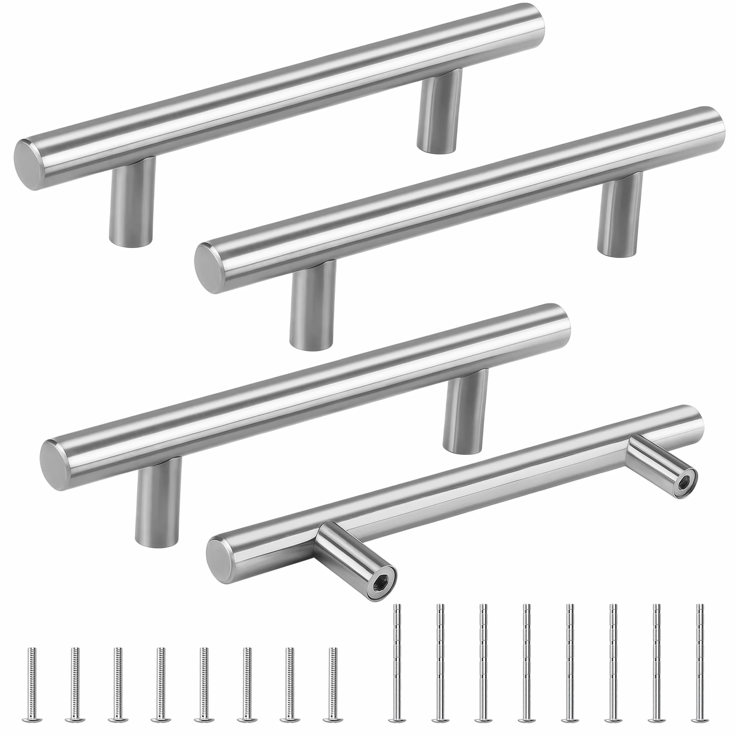 4 piezas de tiradores para muebles de acero inoxidable, distancia entre agujeros de 128 mm, tiradores para cocina, tiradores para armarios de plata, tiradores para puertas, tiradores para