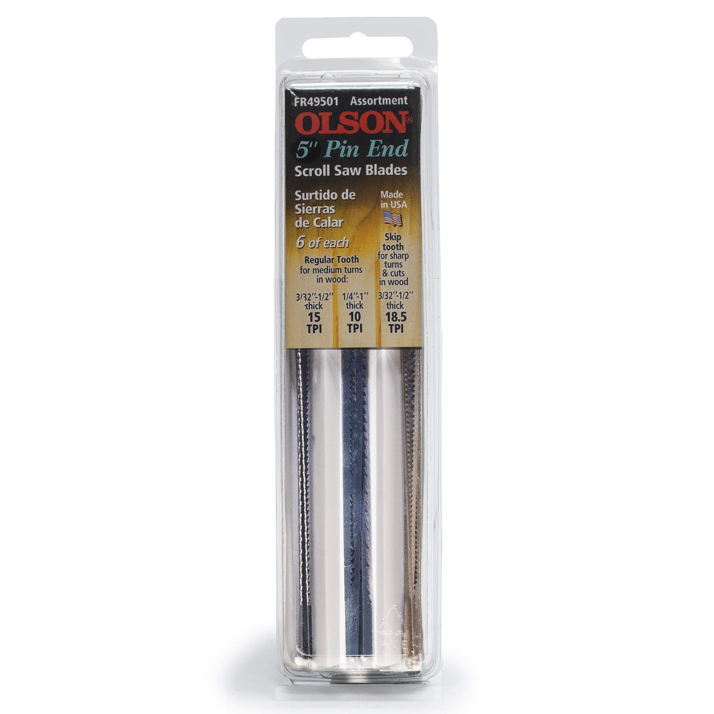 Olson SA4950-18 Pinned Scroll Saw Blades