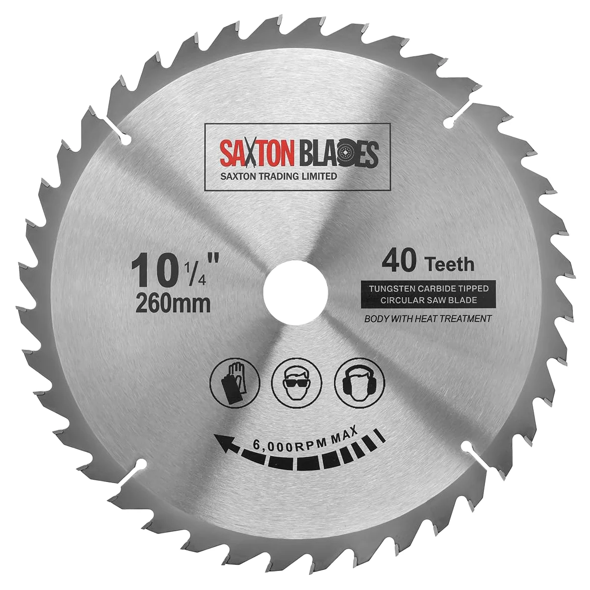 TCT26040T Hoja circular de madera Saxton TCT 260mm x 40T compatible con Festool Bosch Makita Dewalt