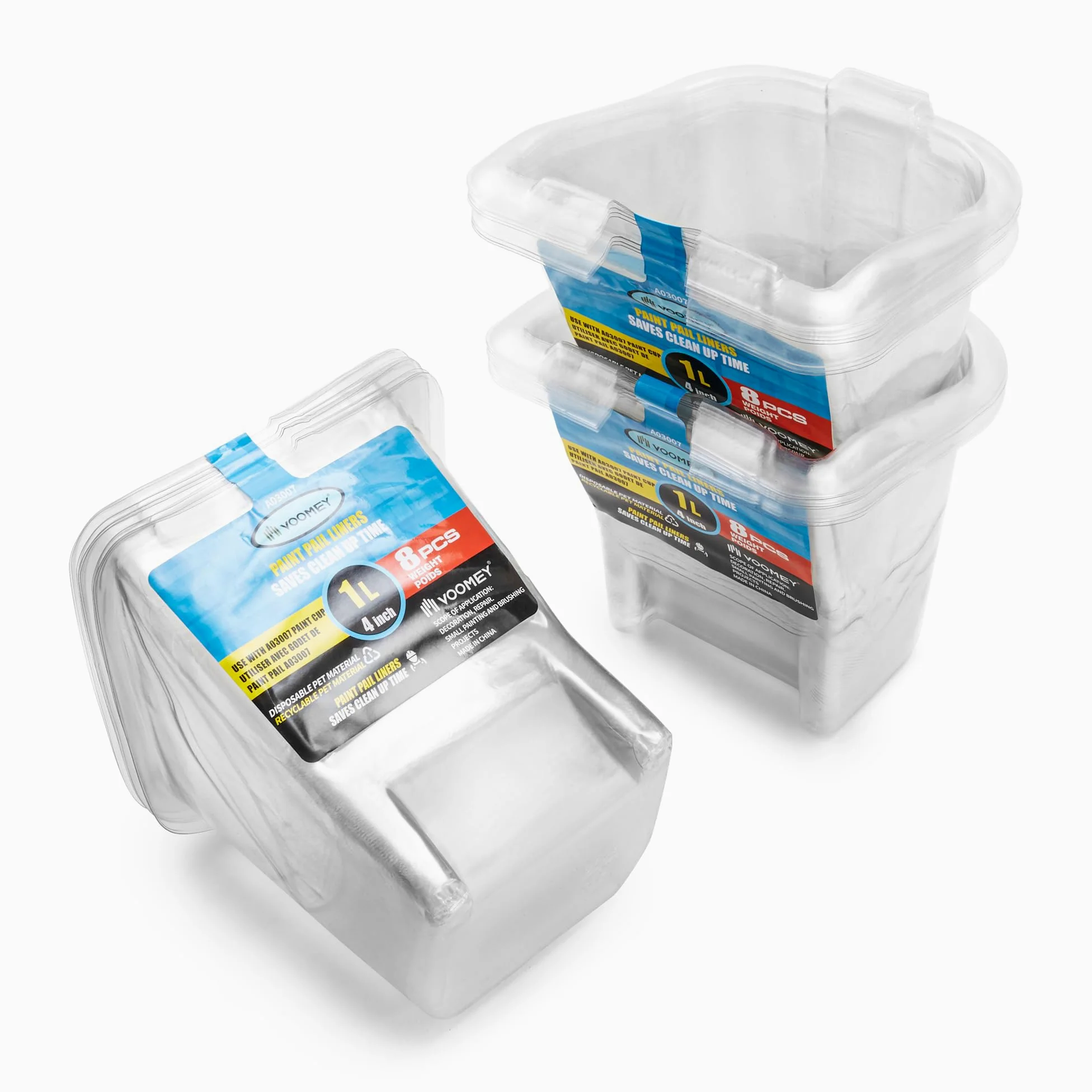 VOOMEY Juego de 24 revestimientos de cubo de pintura, juego de revestimientos desechables de plástico para vasos de pintura, capacidad para hasta un cuarto de galón de pintura o manchas