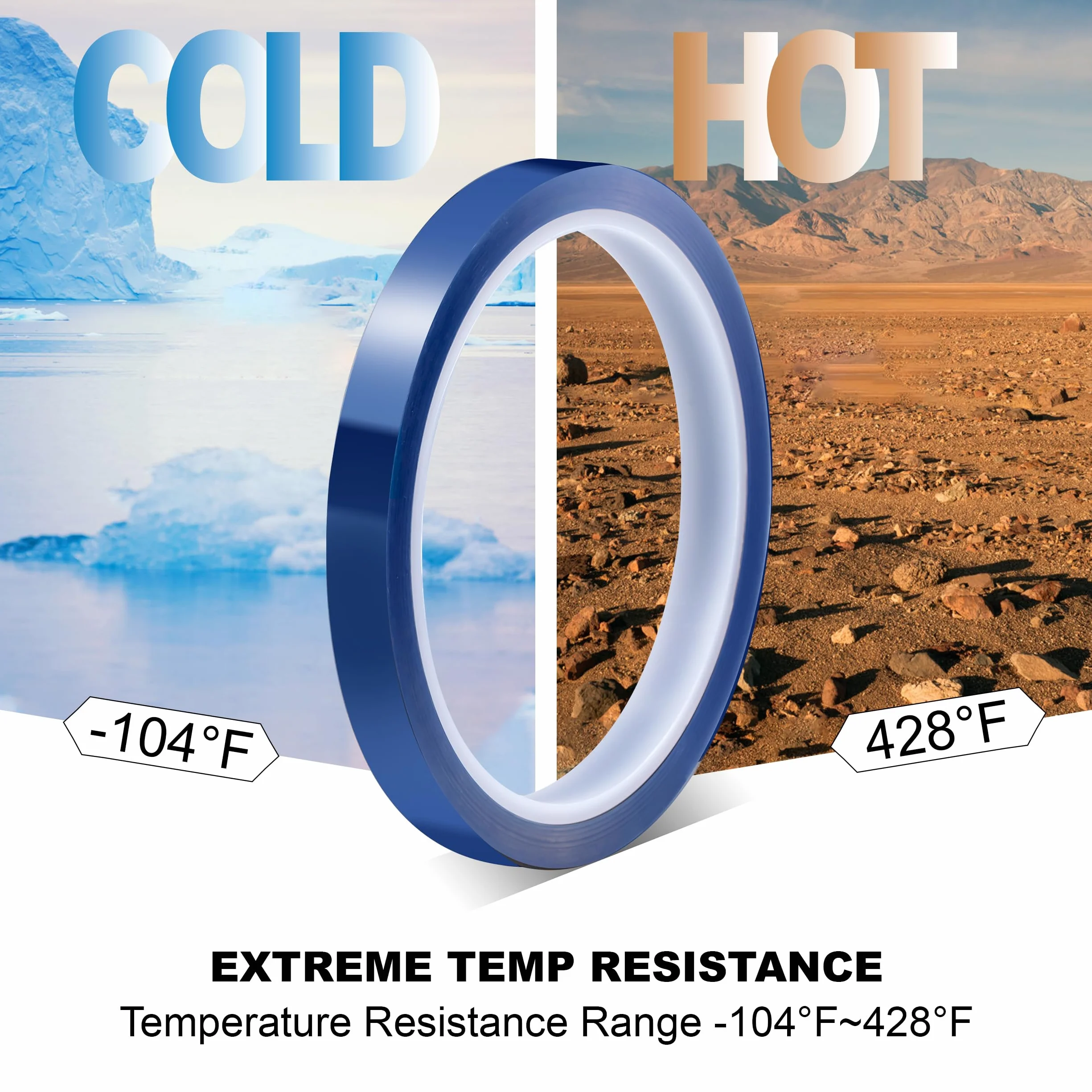 Cintas Térmicas de Azul, 6 Rollos 10 mm x 33 m Cinta Adhesiva Alta Temperatura, sin Residuos, Cinta Resistente Al Calor, sin Residuos, para Sublimación, Soldar, Pintura, Placas de Circuito
