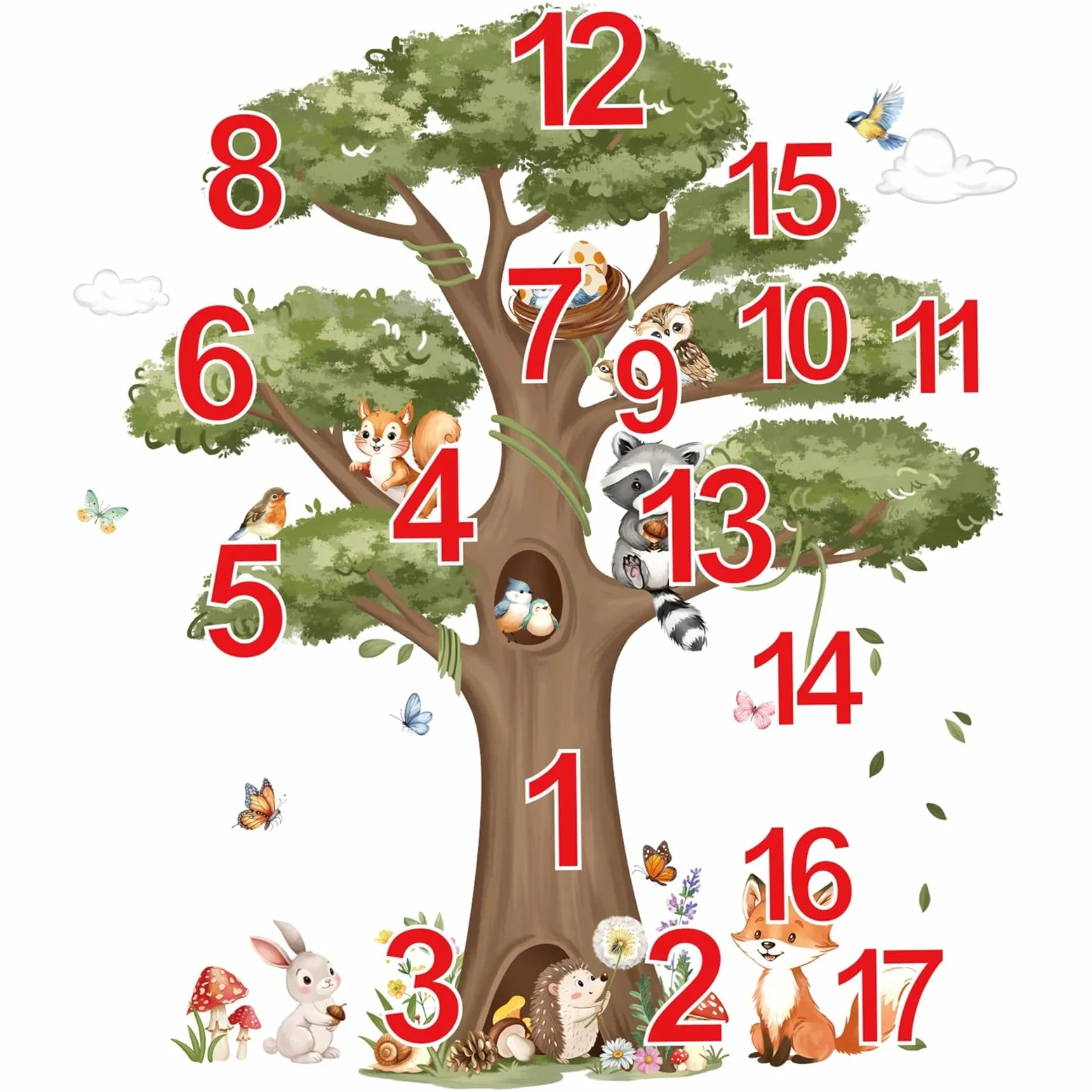 decalmile Pegatinas de Pared Infantiles Animales Árbol Grande Vinilos Decorativos Animales del Bosque Zorro Conejo Ardilla Adhesivos Pared Habitación Niños Guardería Aula