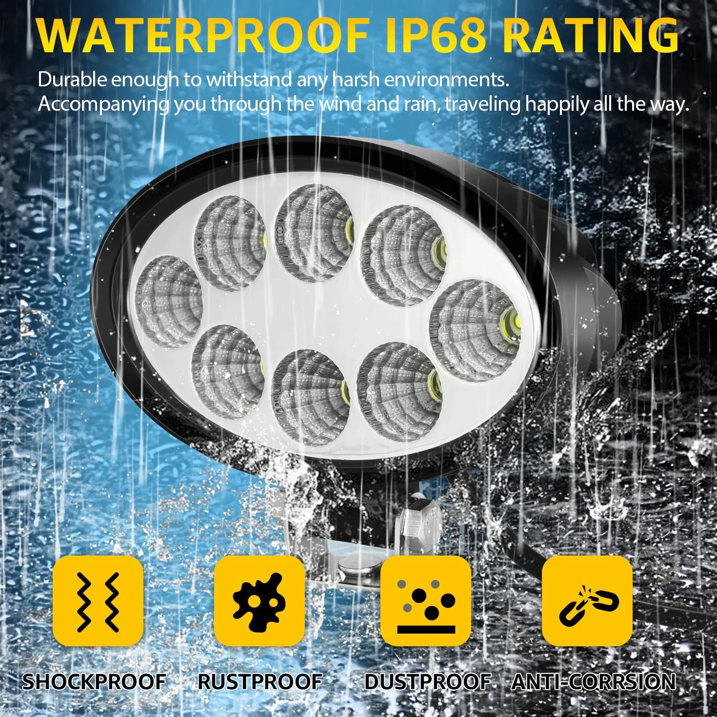 2 x 24 W Oval LED Faros de trabajo 12v 24v Offroad lámpara de trabajo Focos Impermeable IP68 Tractor SUV Excavadora