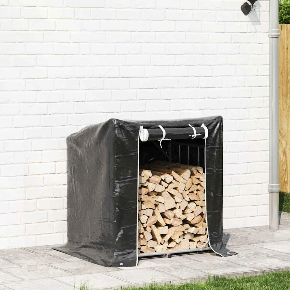 vidaXL Leñero Cubierta Lluvia 100,5x80,5x110,5 cm Acero galvanizado, Almacenamiento de leña, Soporte para leña para Chimenea, Almacenamiento de leña para Interior