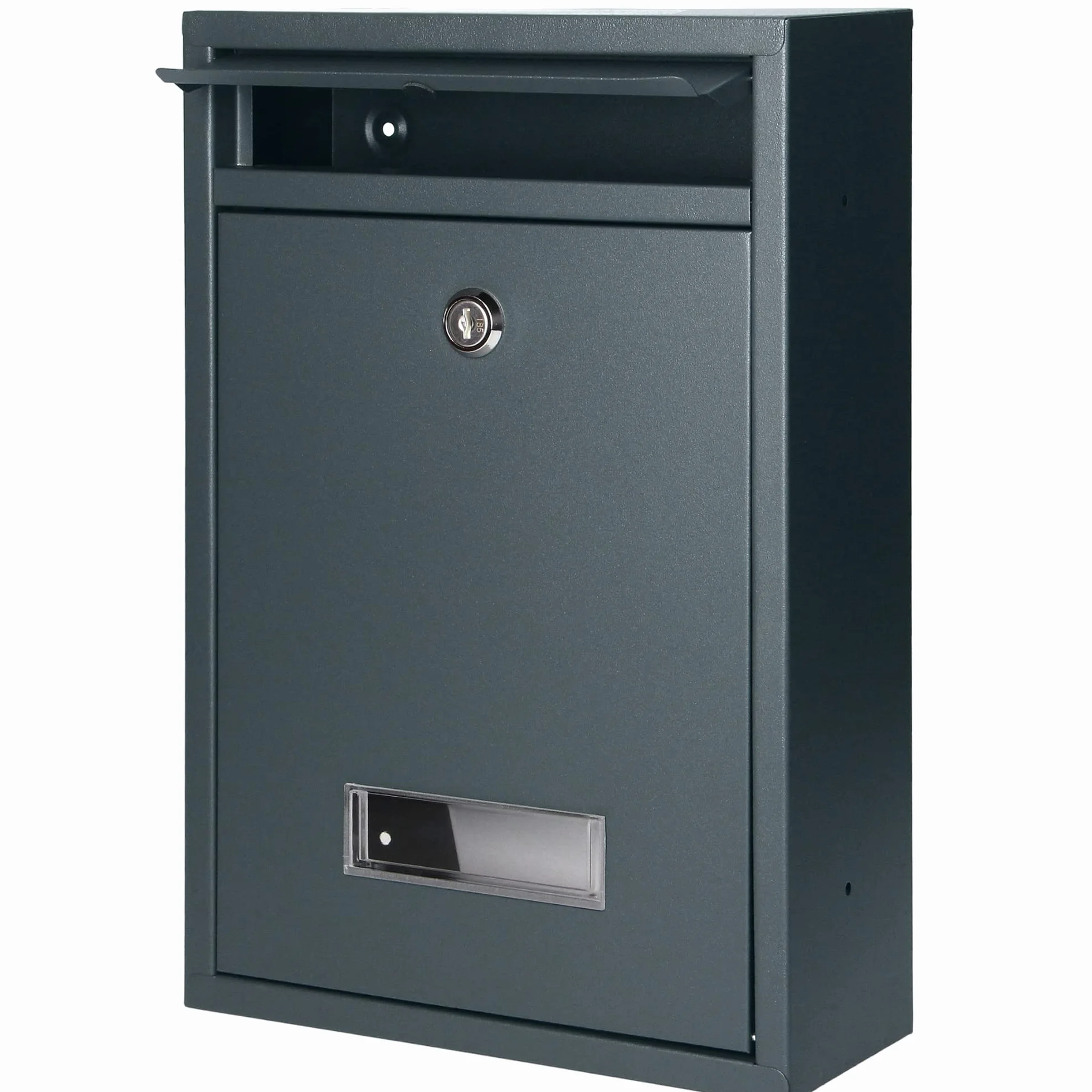 Buzon Exterior Buzon Correos deAcero Galvanizado con Placa de Identificación y Llave (Antracita)
