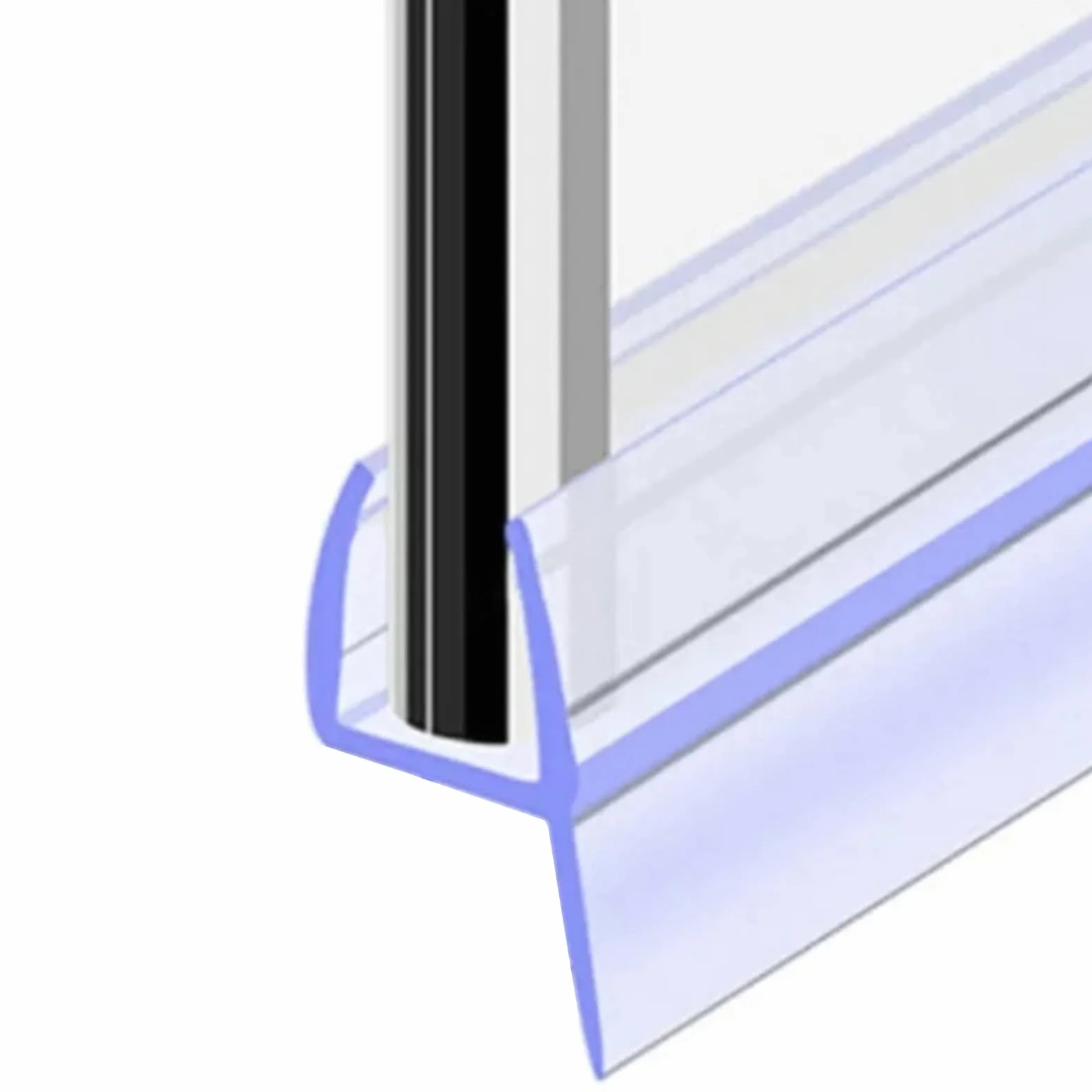 Tira de sellado de goma suave para mampara de ducha en forma de H, 2 metros de largo, sellos de ducha suaves para vidrio de 6 a 10 mm para pantallas o puertas curvas y verticales (H-6 mm)
