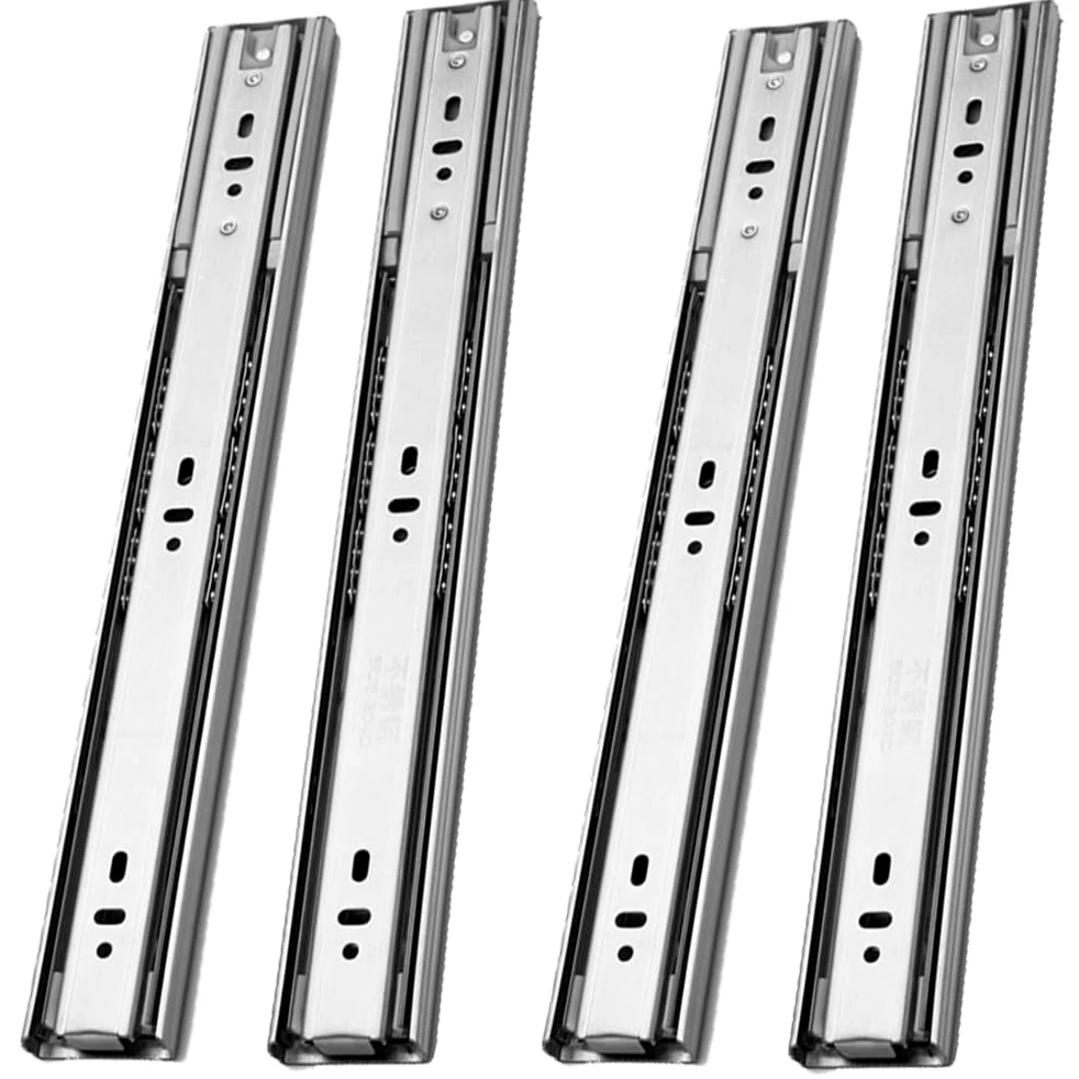 2 pares Guías Laterales para Cajones con Cierre Suave 40cm en Acero Inoxidable Extracción Total, Capacidad de Carga 45 kg