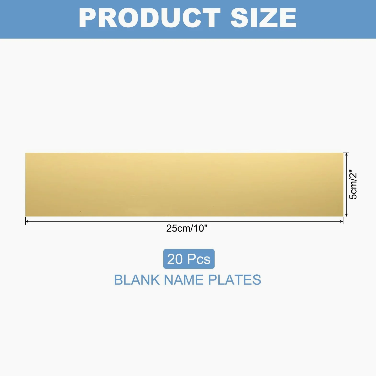 PATIKIL Placas de Nombre en Blanco de 10"x2", 20Pcs Placas de Nombre Personalizadas Grabadas en Forma de Rectángulo para Placas de Nombre Personalizadas en Puerta de Oficina, Dorado, Negro