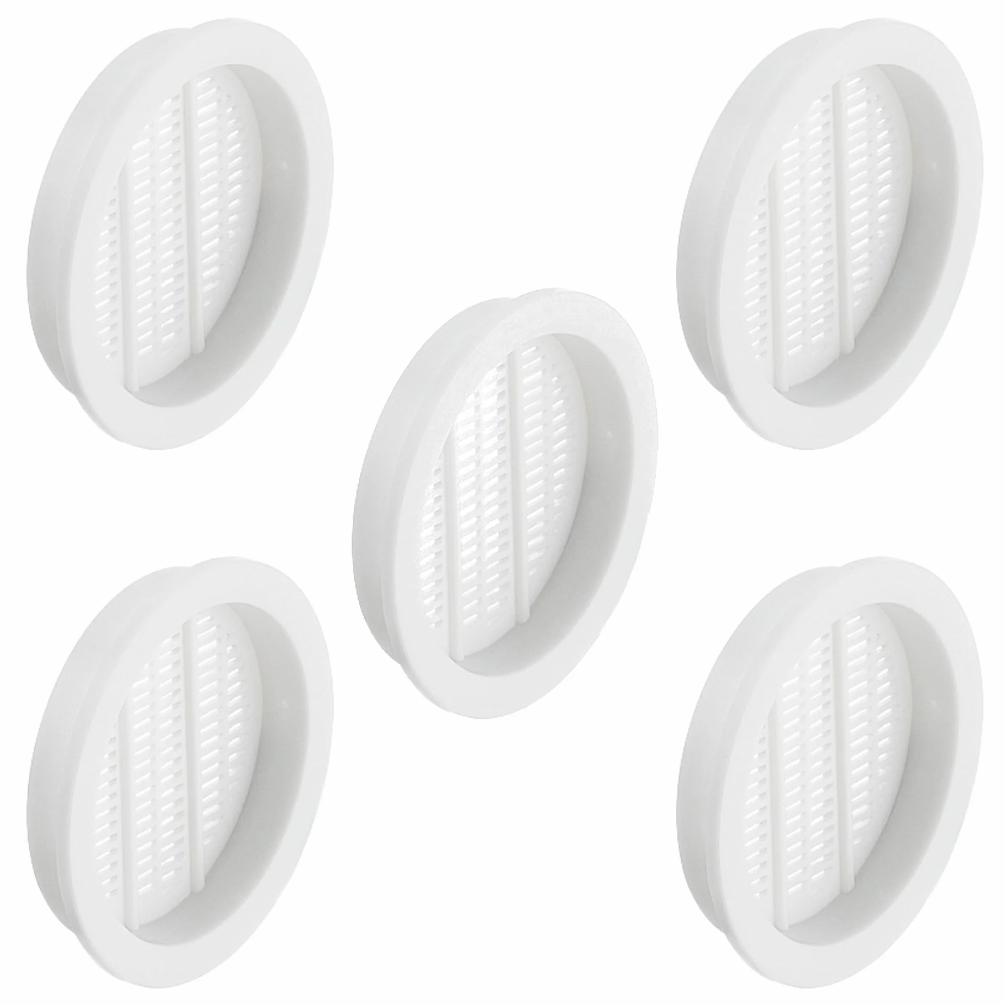 cyclingcolors 5x Rejilla de ventilación redonda 44 mm Diámetro total 49 mm de plástico Orificio Gabinete Armario Cocina, Blanco
