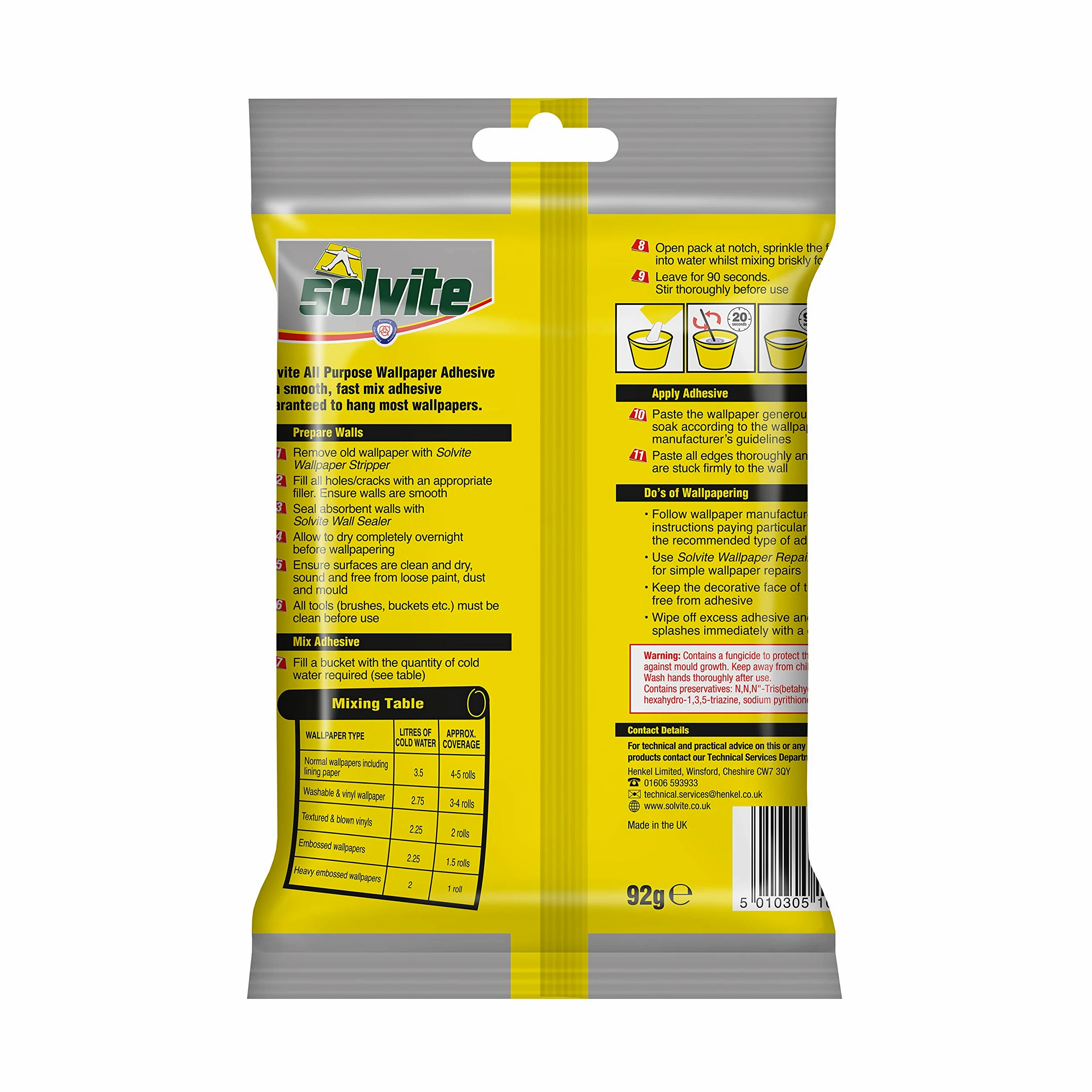 Solvite 1591219 - Adhesivo para papel pintado