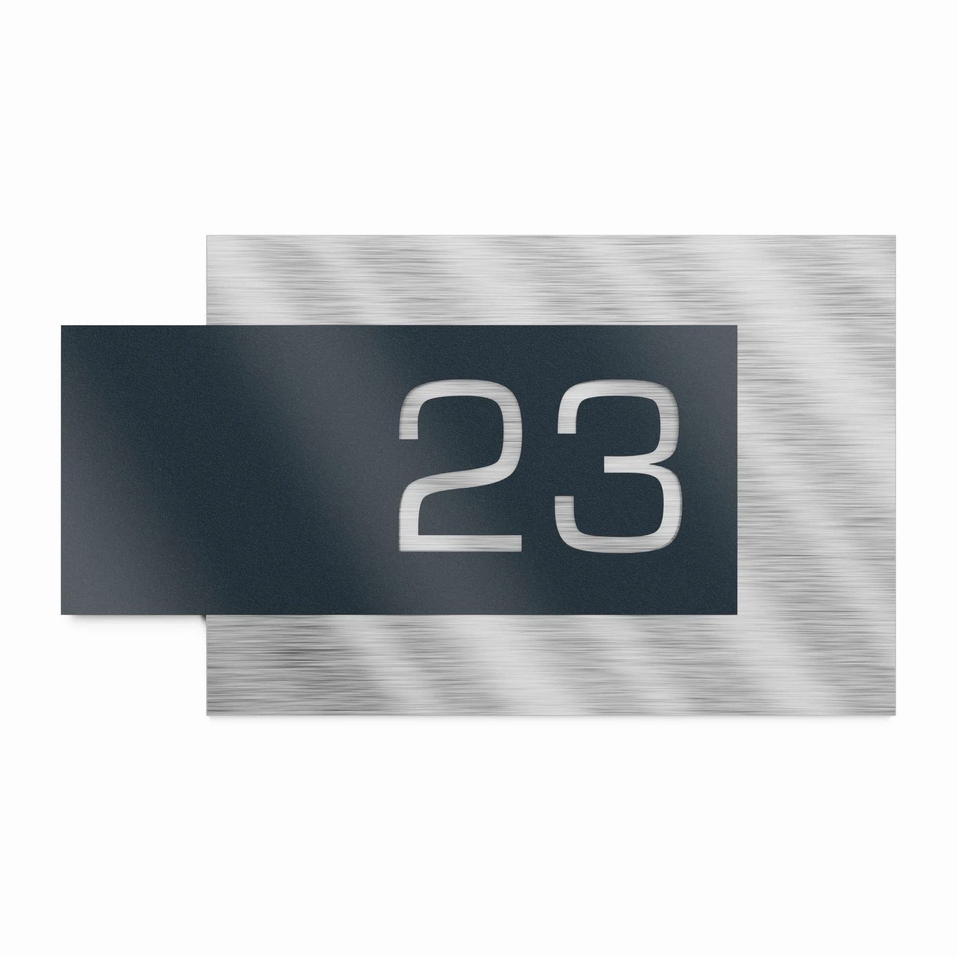 placa número para casa exterior – 200x110 mm, acabado antracita RAL 7016, acero inoxidable V2A (AISI 304), personalizable