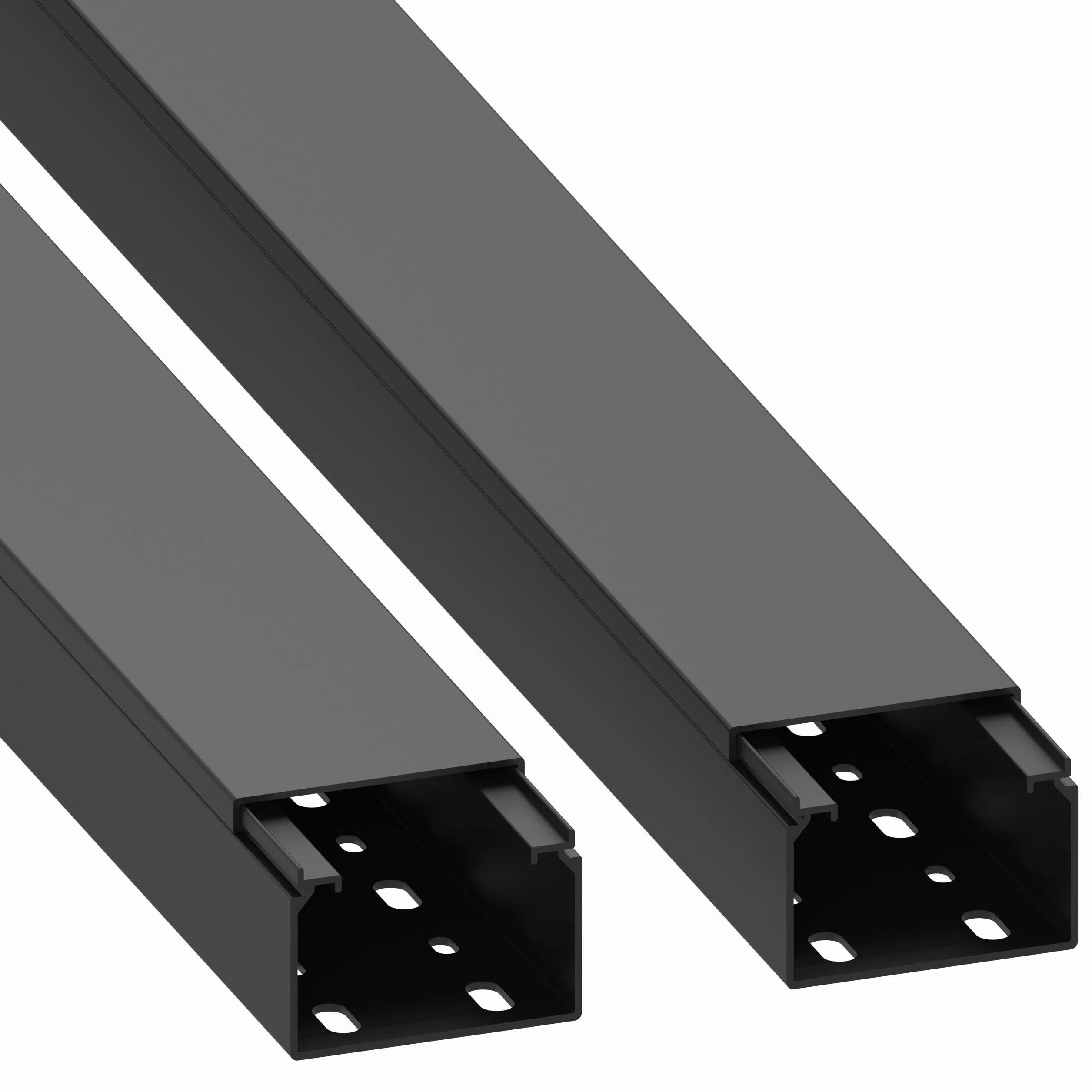 Cable Coach Pasacables (con Orificio de Montaje en la Parte Inferior) 40 x 60 mm, PVC, Longitud 2 m (2 x 1 m), Color Negro
