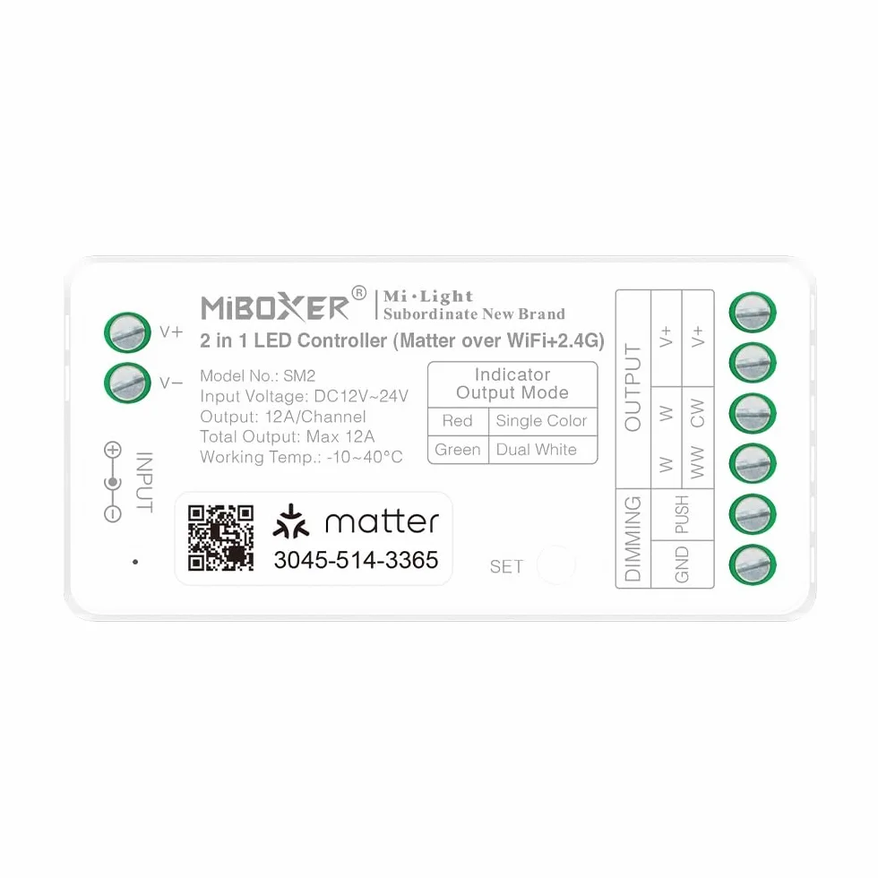 LGIDTECH SM2 Miboxer - Controlador de tira de luz LED 2 en 1 que importa sobre WiFi + 2.4 GHz, control de aplicación para smartphone directamente, compatible con Siri, Google Assistant, control de voz