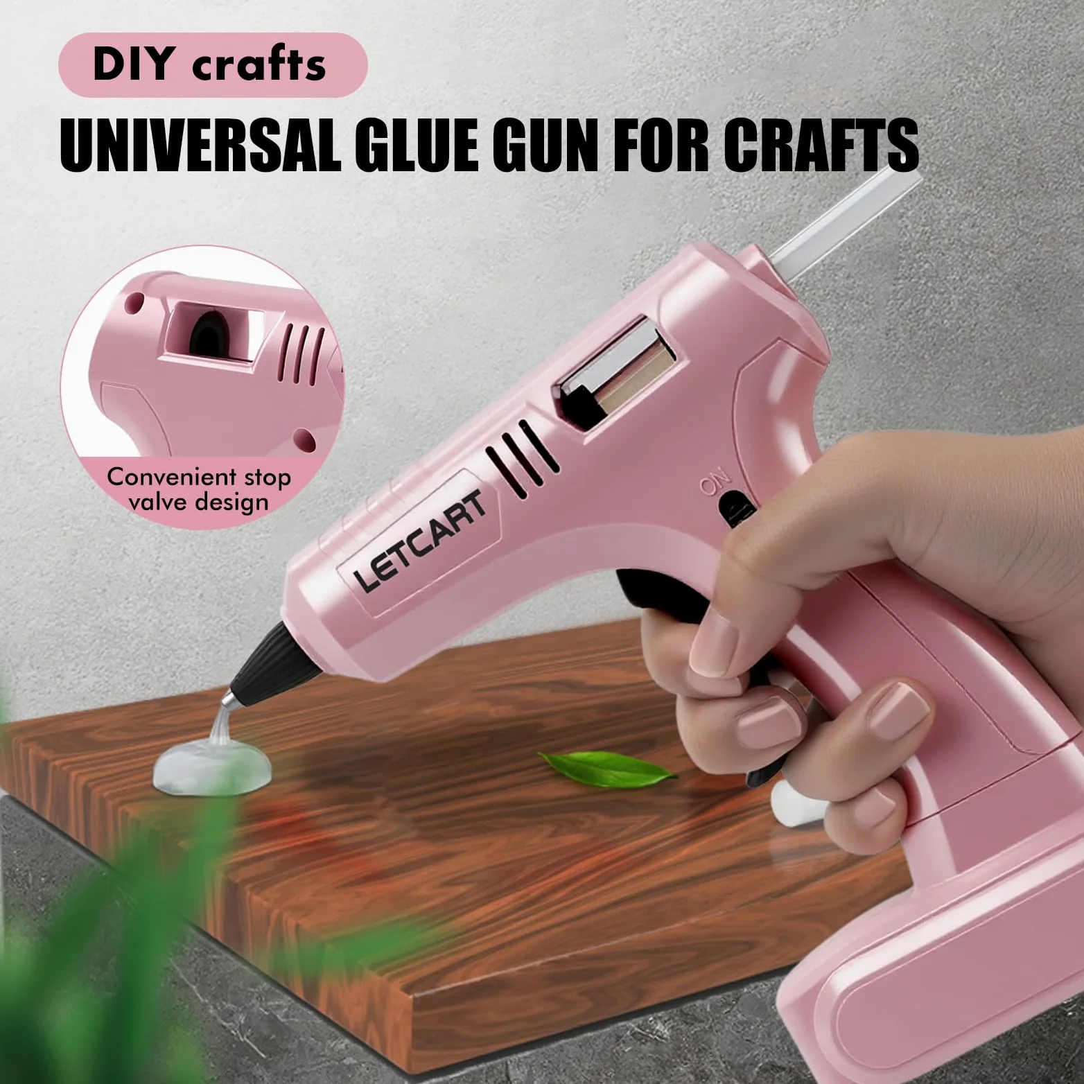 40W Pistola Silicona Caliente, Pistola de Pegamento con 30pcs Barras 7mm*140mm, Mini Pistola Silicona Manualidades Para Reparaciones Industriales y Decoración Festiva (Rosa)