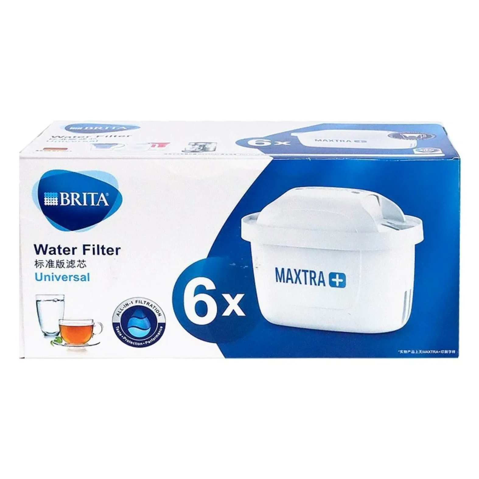 Filtro de agua potable, reduce cloro, sarro, PFAS y metales, compatible con botellas de agua con filtro, 1 caja (6 unidades)