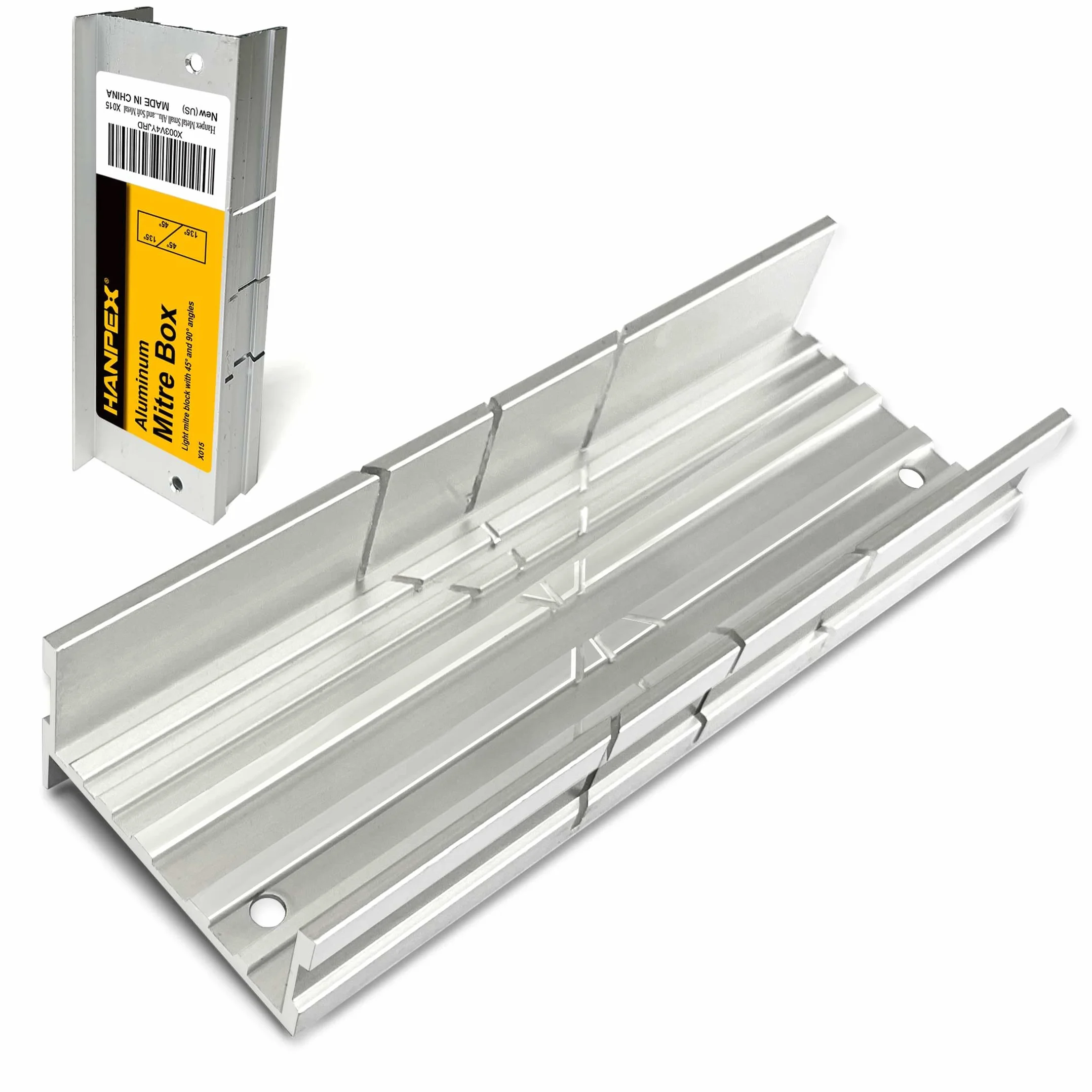 Hanpex Caja de inglete pequeña de aluminio de 5.3 pulgadas, pequeña caja de inglete para sierra manual para sierra manual de 3 ángulos de corte, ideal para cortar madera y metal blando X015