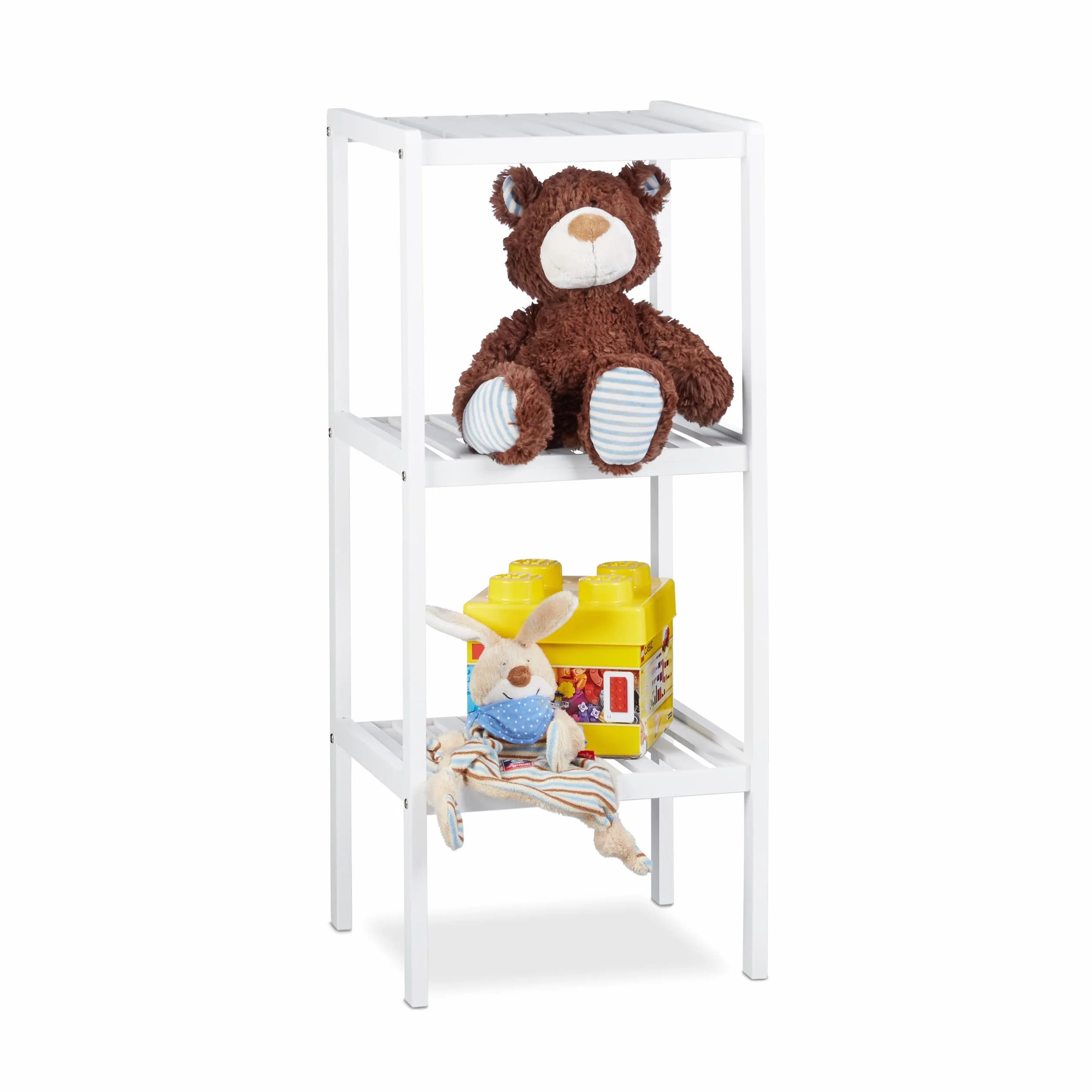 Relaxdays Estantería de bambú para baño 3 estantes 80 x 34,5 x 33 cm Blanco