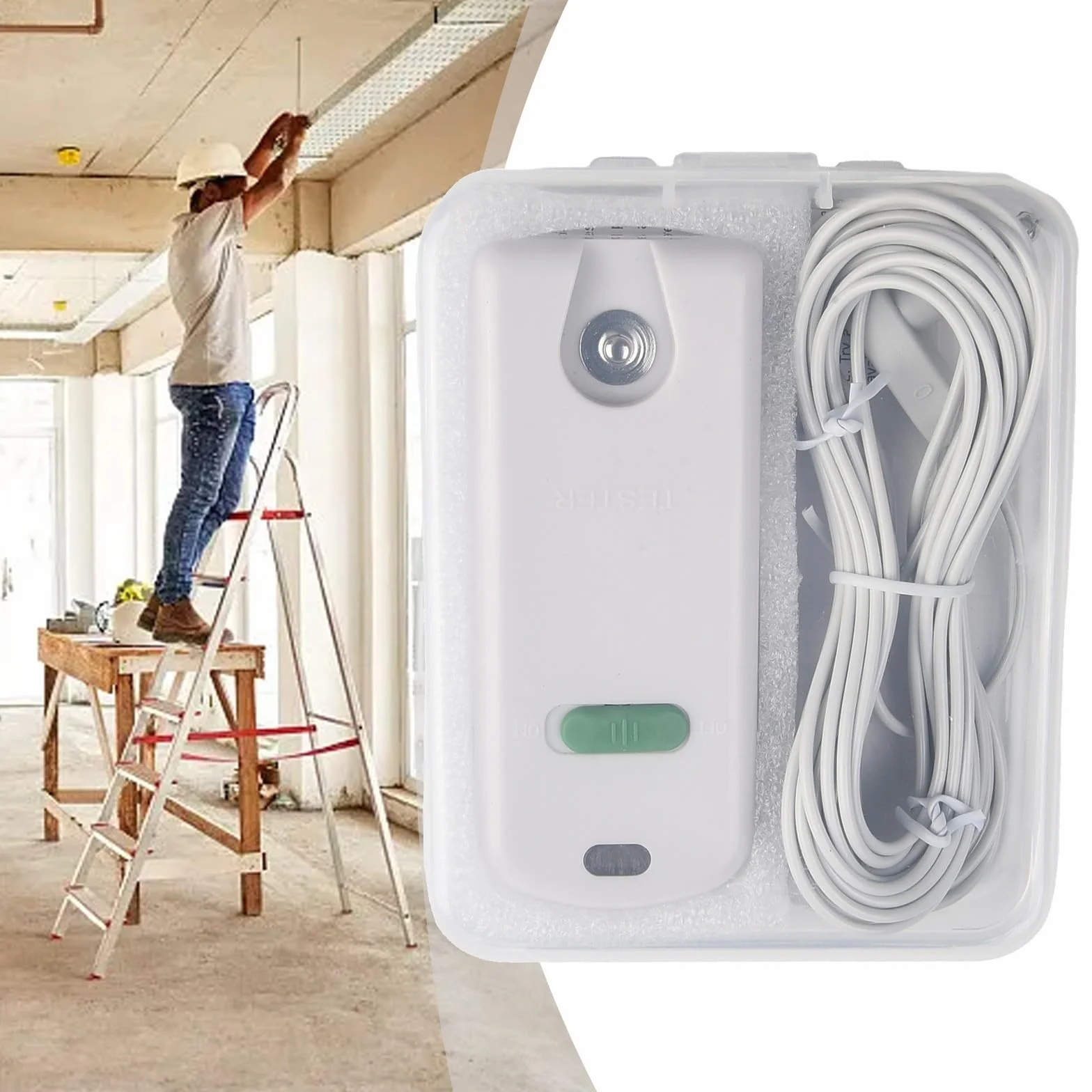 Probador de continuidad de conexión a tierra para productos de conexión a tierra, diseño de tierra y luna con cable de 15 pies, probador blanco de plástico, compatible con la mayoría de
