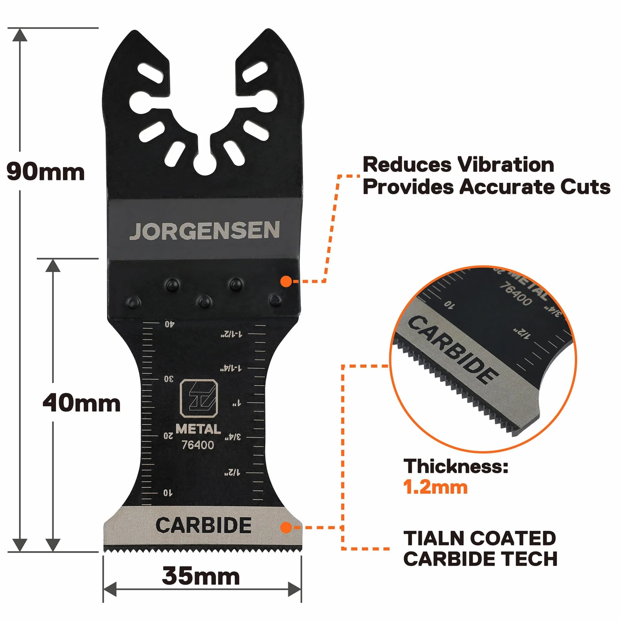 JORGENSEN Cuchillas de Sierra Oscilante 3-piezas, Hojas de Corte para Herramientas Multifunción, Accesorios Multiherramienta para Corte de Metal, Clavos, Tornillos, Pernos