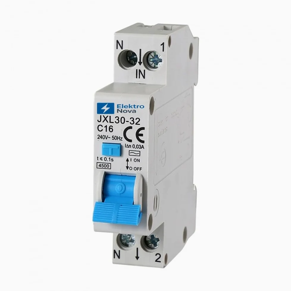 ELEKTRONOVA Interruptor magnetotérmico diferencial 1P+N 16A 4.5kA 30mA - 1 módulos DIN - 220V