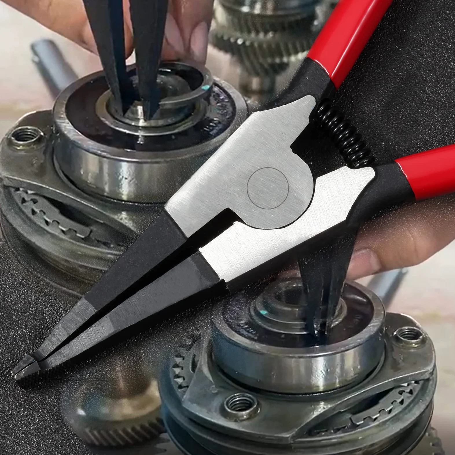 LEONTOOL, Alicates especiales de clip circular de 20 cm, de apertura de arandela de punta de ángulo inverso para cajas de transferencia y transmisión
