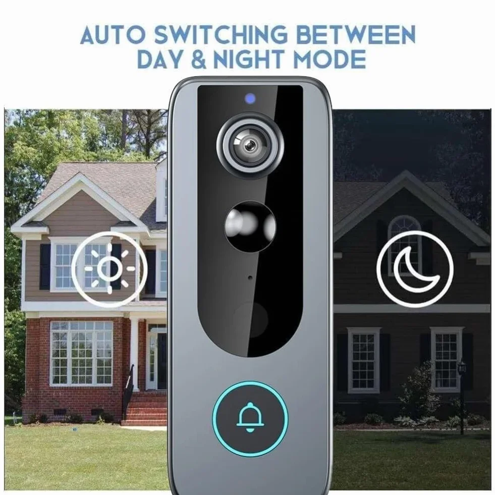 Timbre inalámbrico inteligente con video para timbre TUYA WiFi, video HD 720P, audio bidireccional, detección de movimiento, recargable por USB-C