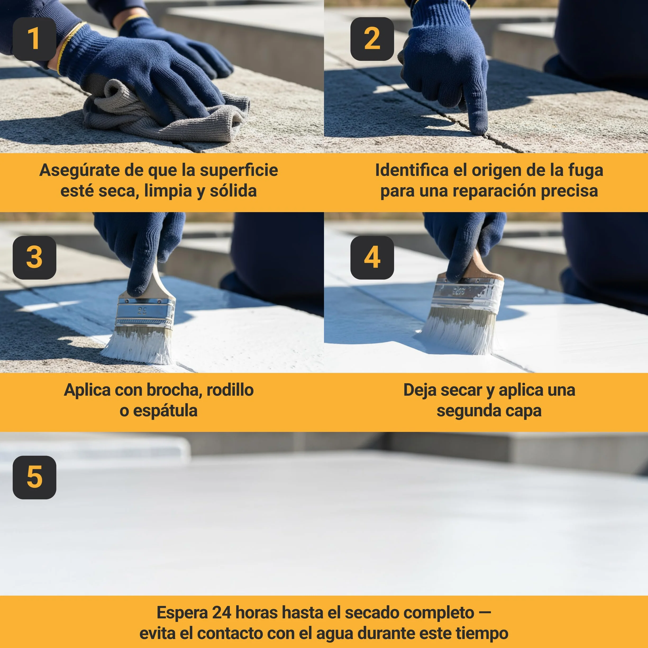 Pintura líquida Impermeabilizante Blanca 750 ml PROXINOVA - Para Terrazas, Muros y Techos, Membrana Líquida Impermeabilizante Antihumedad, de Alta Resistencia, Revestimiento Impermeable Duradero