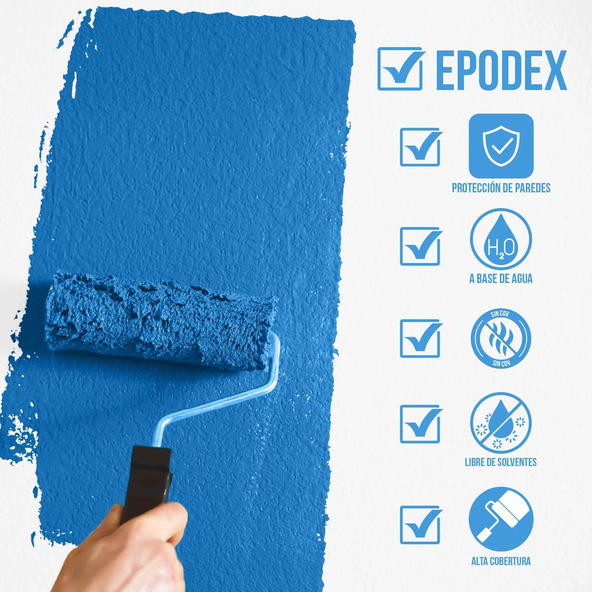 EPODEX Pintura para hormigón 1K, Pintura para paredes y suelos, resistente a rayos UV y abrasión, Interior y exterior sin agua constante, 1kg (8m² por capa) - Blanco polar