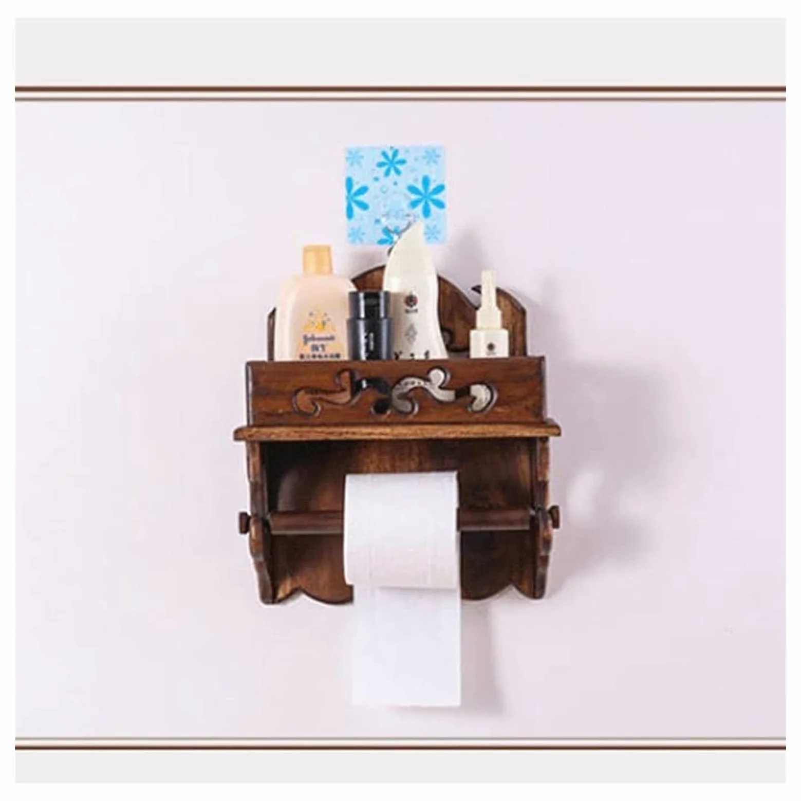 Portarrollos de papel higiénico de madera, soporte de pared para puerta, dispensador de rollos de papel higiénico, accesorios de baño, L