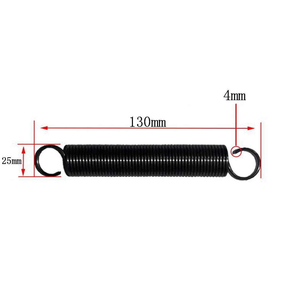 2 Piezas Muelle de extensión de acero para muelles con gancho spring, diámetro del alambre 4.0mm, OD 25mm, Longitud 130mm, Resorte de tensión de fuerza