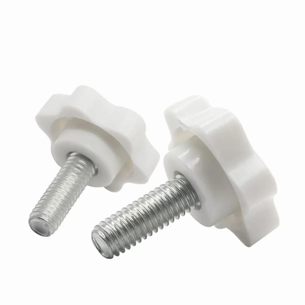 Tornillo de cabeza estrellada Tornillos moleteados con mango de estrella, M6, M8, M10, rosca de 38mm, cabeza de 12-50mm, color blanco, paquete de 5(M10*25mm)