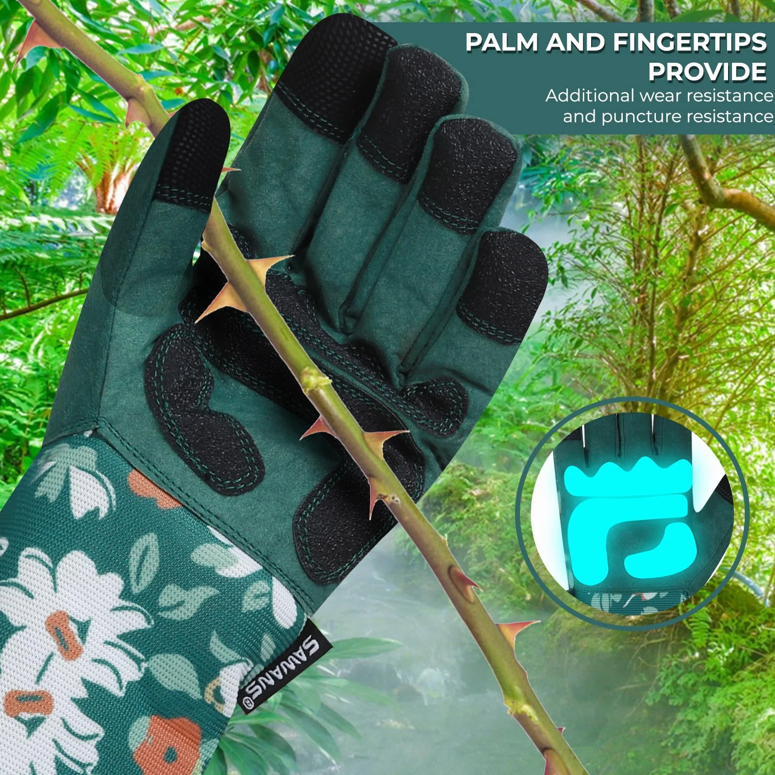 SAWANS Guantes de jardinería largos resistentes a las espinas protección antebrazo Verde