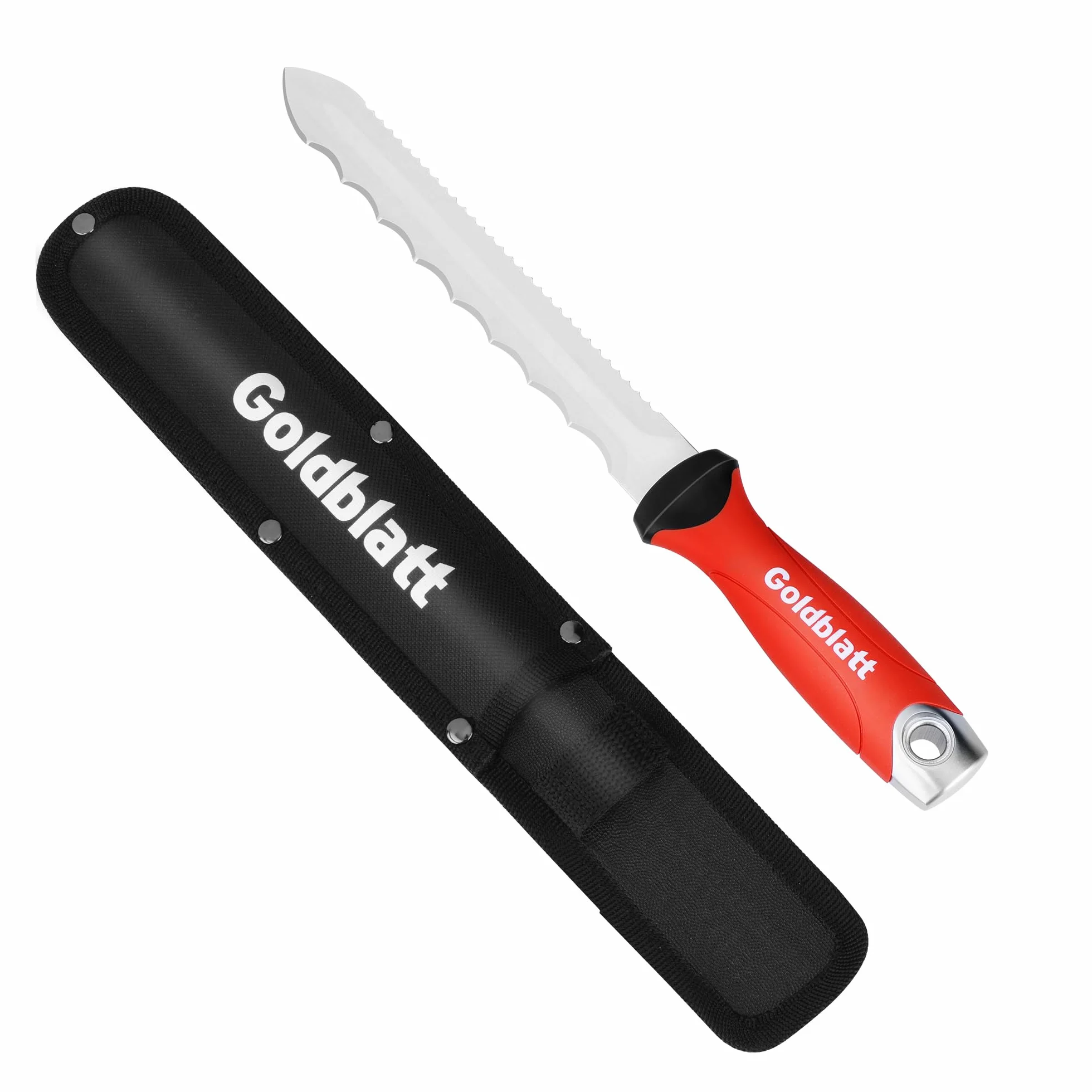 Goldblatt Cuchillo para Aislamiento, Hoja de Acero Inoxidable de 20 cm, Cuchillo de Aislamiento de Doble Cara, para Cortar Materiales Aislantes como Lana Mineral, Lana de Vidrio y Lana de Roca