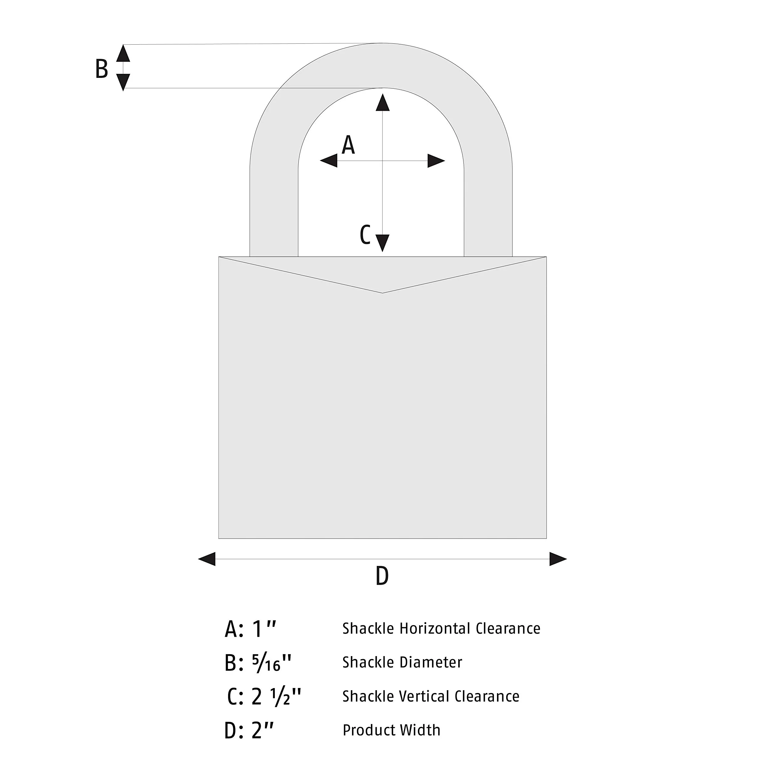 ABUS Candado de combinación de latón macizo 180/50, grillete largo de acero inoxidable (2-1/2 pulgadas)