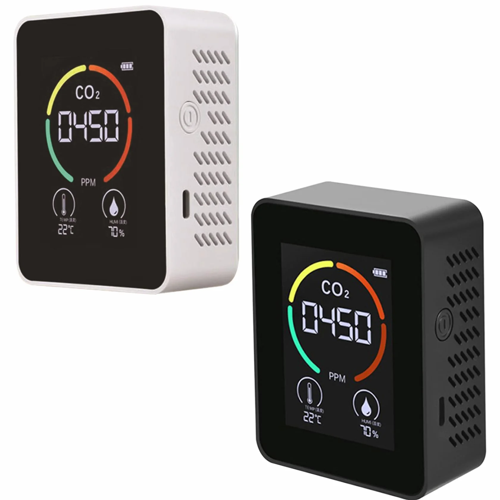 Detector de CO2, 3 en 1 con LCD Que Muestra un Monitor de Calidad del Aire portátil Muestra la Temperatura Ambiente y la Humedad para Las Carpas de Cultivo de Casas rodantes, 400-5000ppm Negro