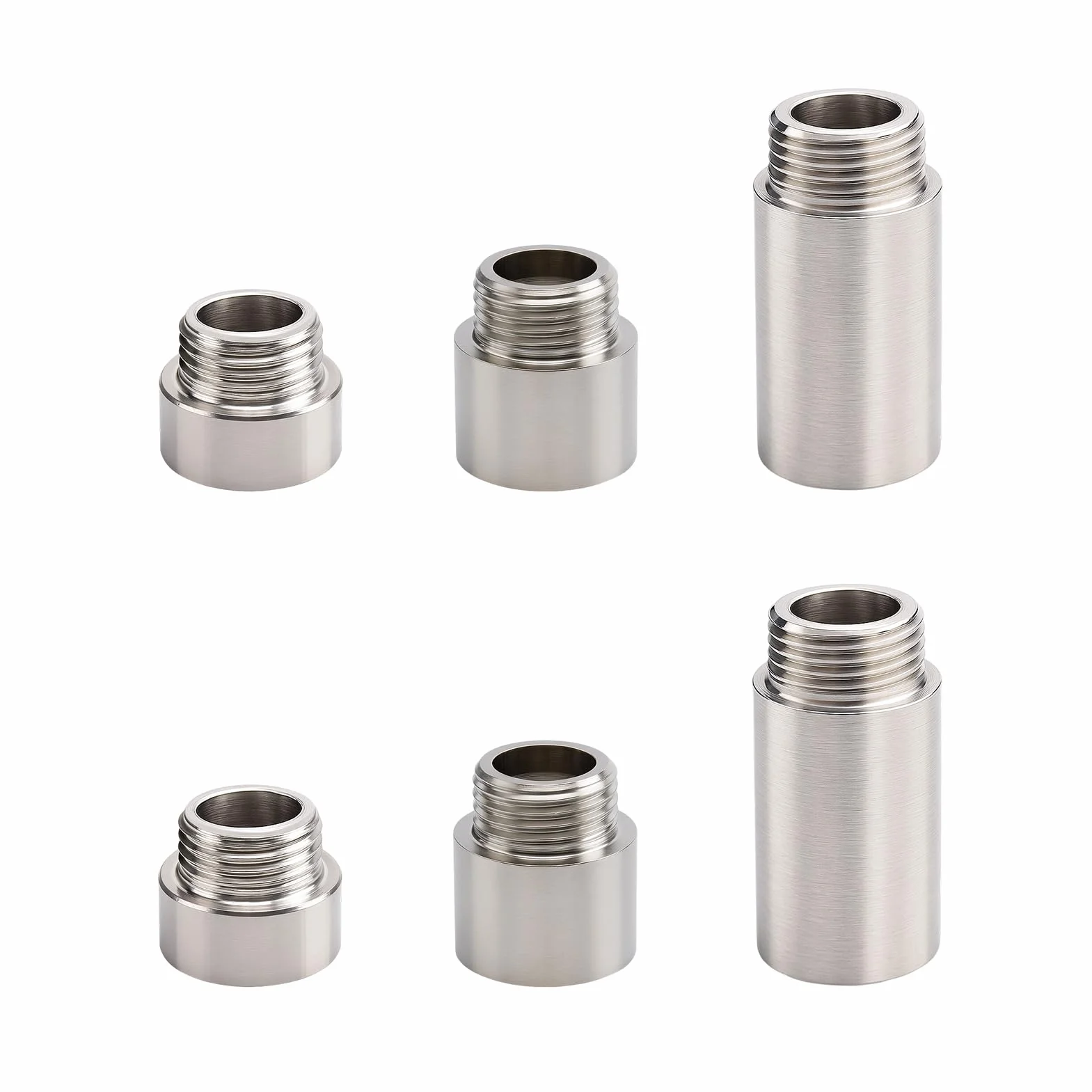 6 Piezas de Extensión de Grifo de 1/2 Pulgada, Extensión de Grifo Interior y Exterior con Rosca Estándar, Utilizable como Extensión de Boquilla de Ducha, Conexión de Tubo Alargador de Acero Inoxidable