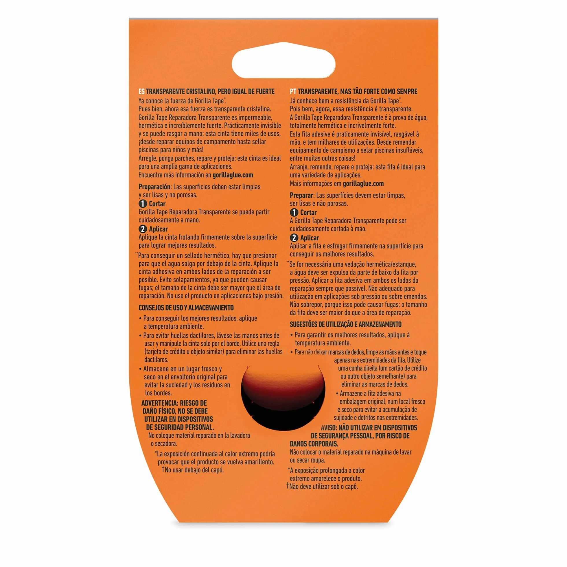 Gorilla Tape – Cinta Americana Transparente, 8,2m x 48mm | Pega Incluso Bajo al Agua | Alta Resistencia y Flexible | No Amarillea a la Intemperie