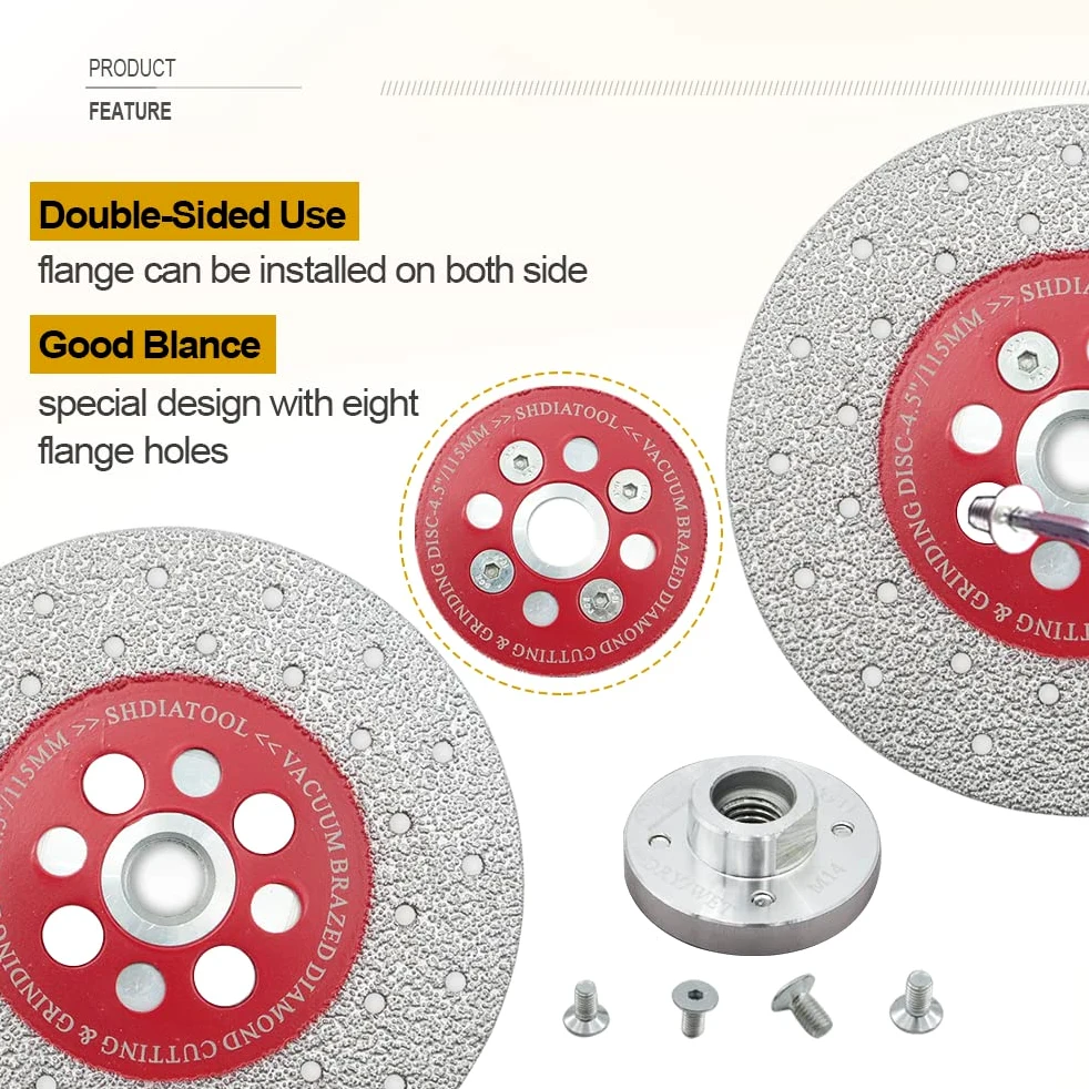 SHDIATOOL Disco Diamante 2 Piezas 115mm Hoja de Sierra Doble Lado para Corte y Esmerilado Piedra Granito Mármol Azulejo