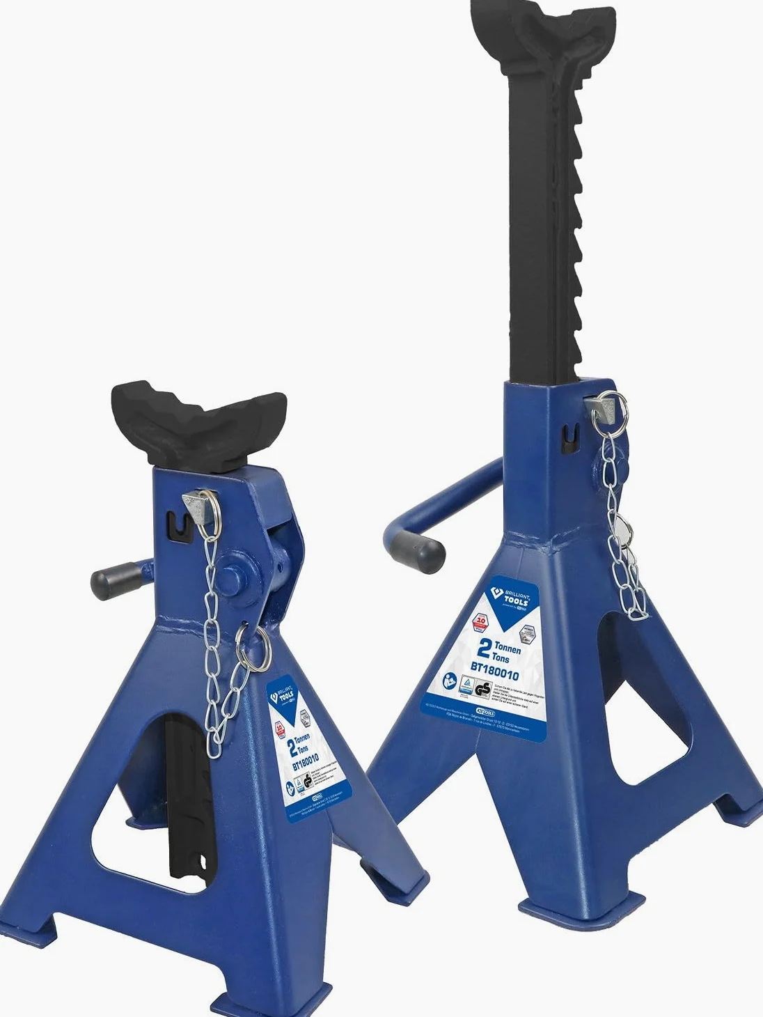 BRILLIANT TOOLS BT180010 Caballetes con desbloqueo rápido, 2 toneladas [Powered by KS TOOLS]