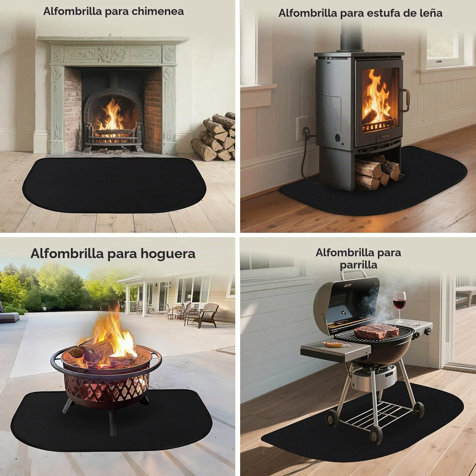 Esterilla ignífuga para chimenea, base ignífuga, placa de protección contra chispas para estufa de chimenea, alfombrilla protectora de suelo para chimeneas, chapa de suelo, para proteger el suelo de