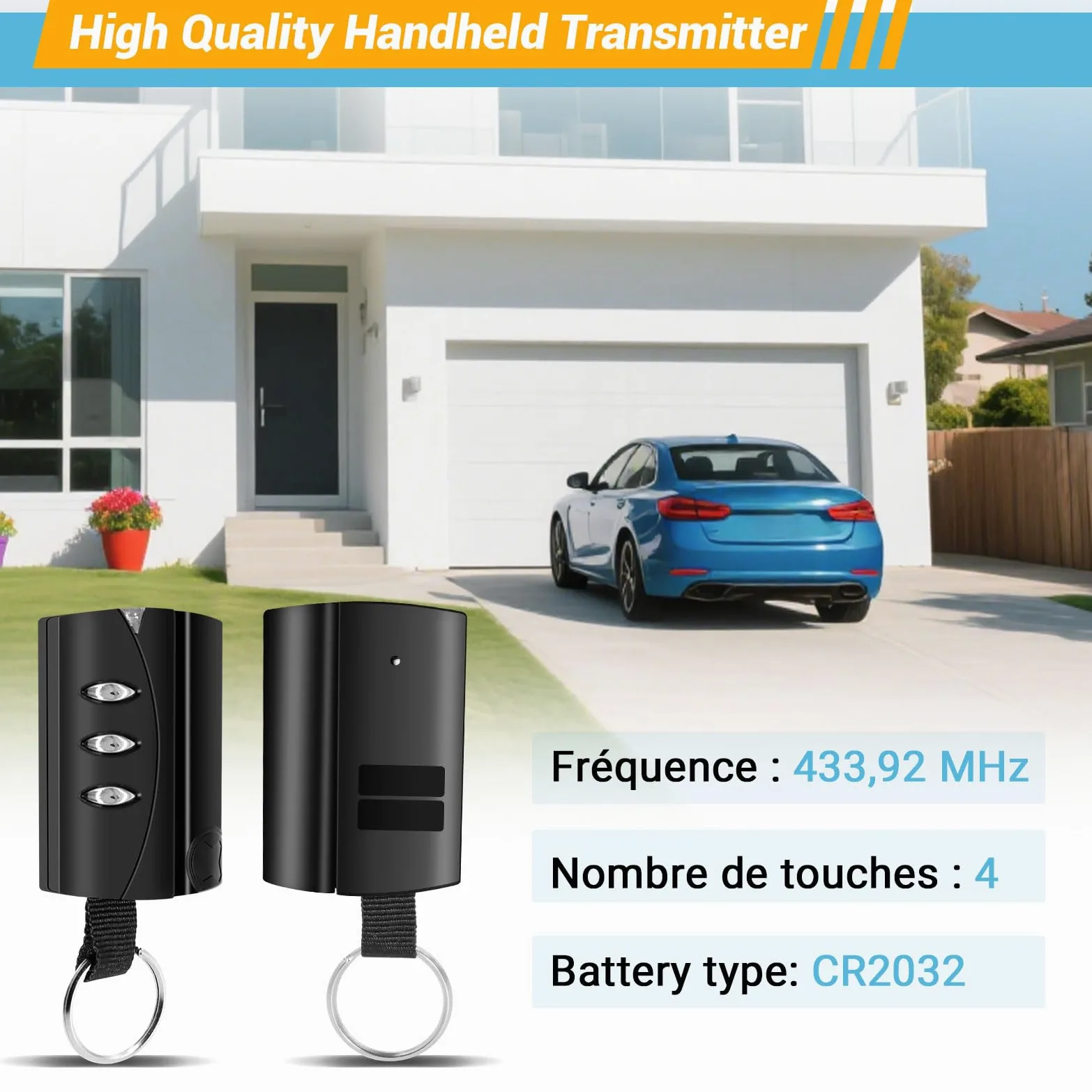 3PCS Mando Puerta Garaje 433.92 MHz, Mandos Puertas Automáticas Clonador Compatible con PUJOL Vario Black, Mars y Ocean, Mando Garaje Universal 3 Canales Fácil de Programar