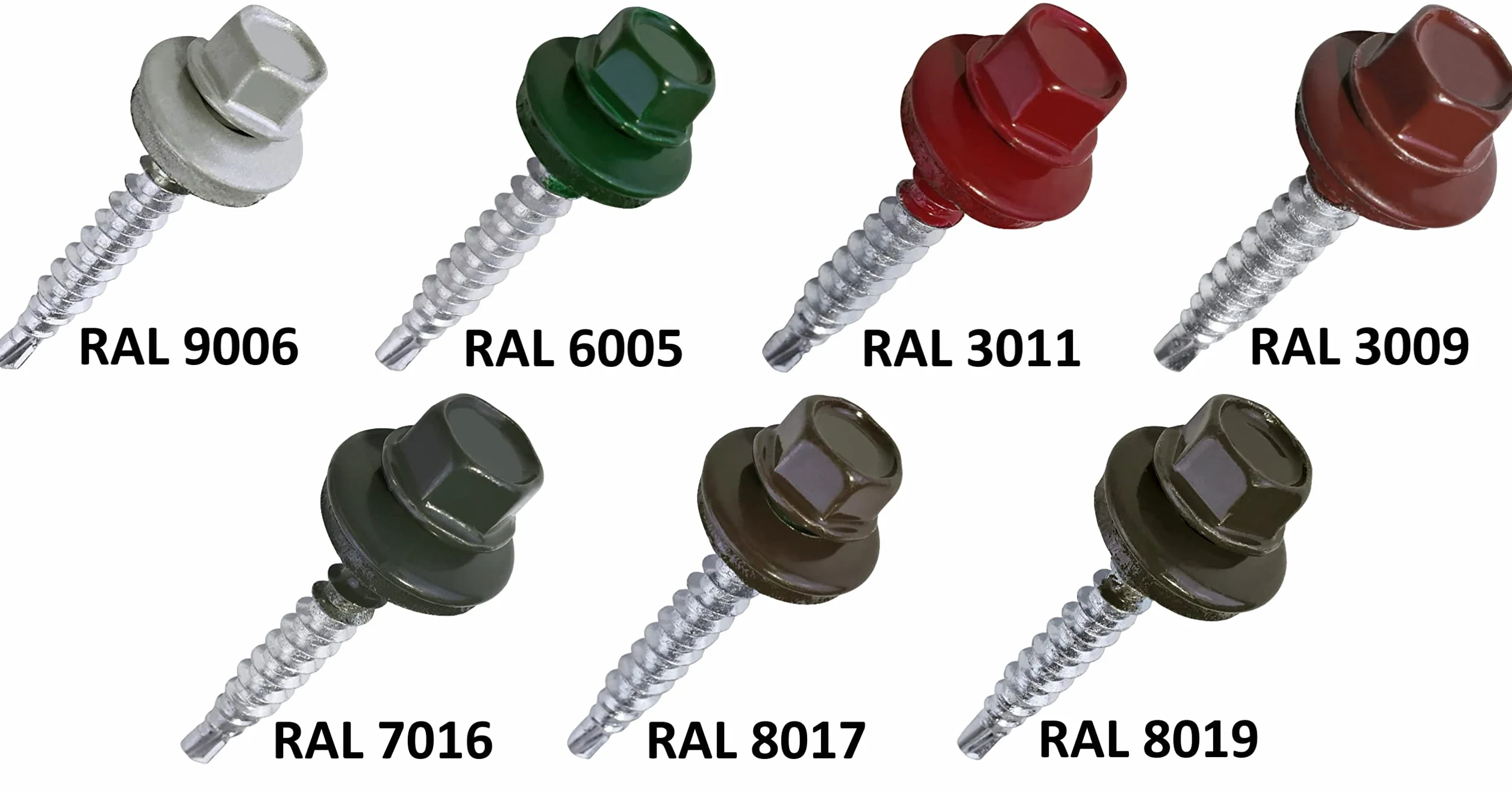 AERZETIX - C57200 - Juego de 50 Tornillo autoperforante de metal a madera Ø4.8x70mm + arandela de sellado EPDM - pintado en color rojo óxido RAL 3009 - huella de cabeza 8mm hexagonal - en acero