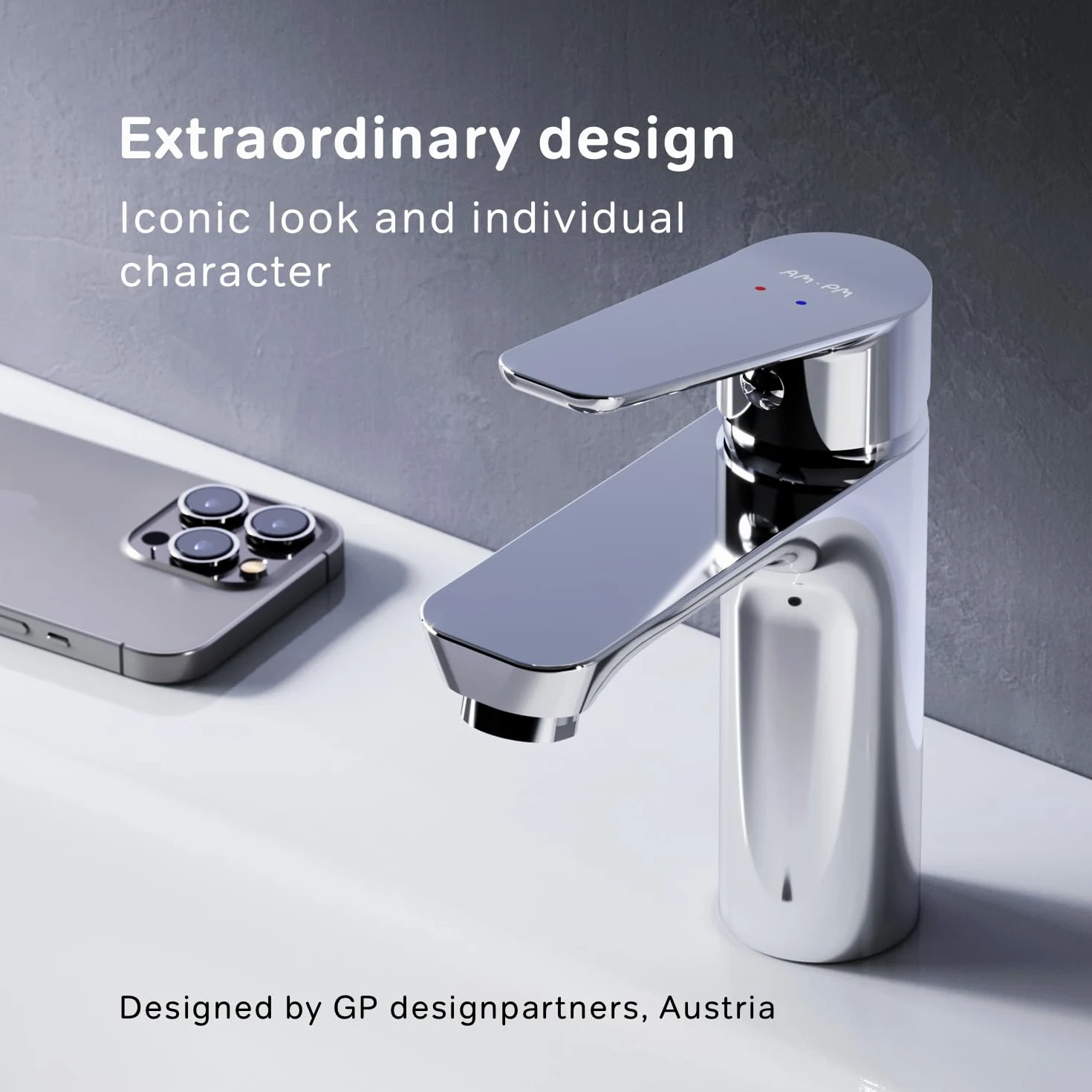AM.PM Hit FTA02200,Grifo de lavabo con mezclador monomando, cartucho de cerámica SoftMotion, Aerator, resistente a los arañazos, en 2 alturas de caña: 102 mm o 193 mm, 5 años de garantía